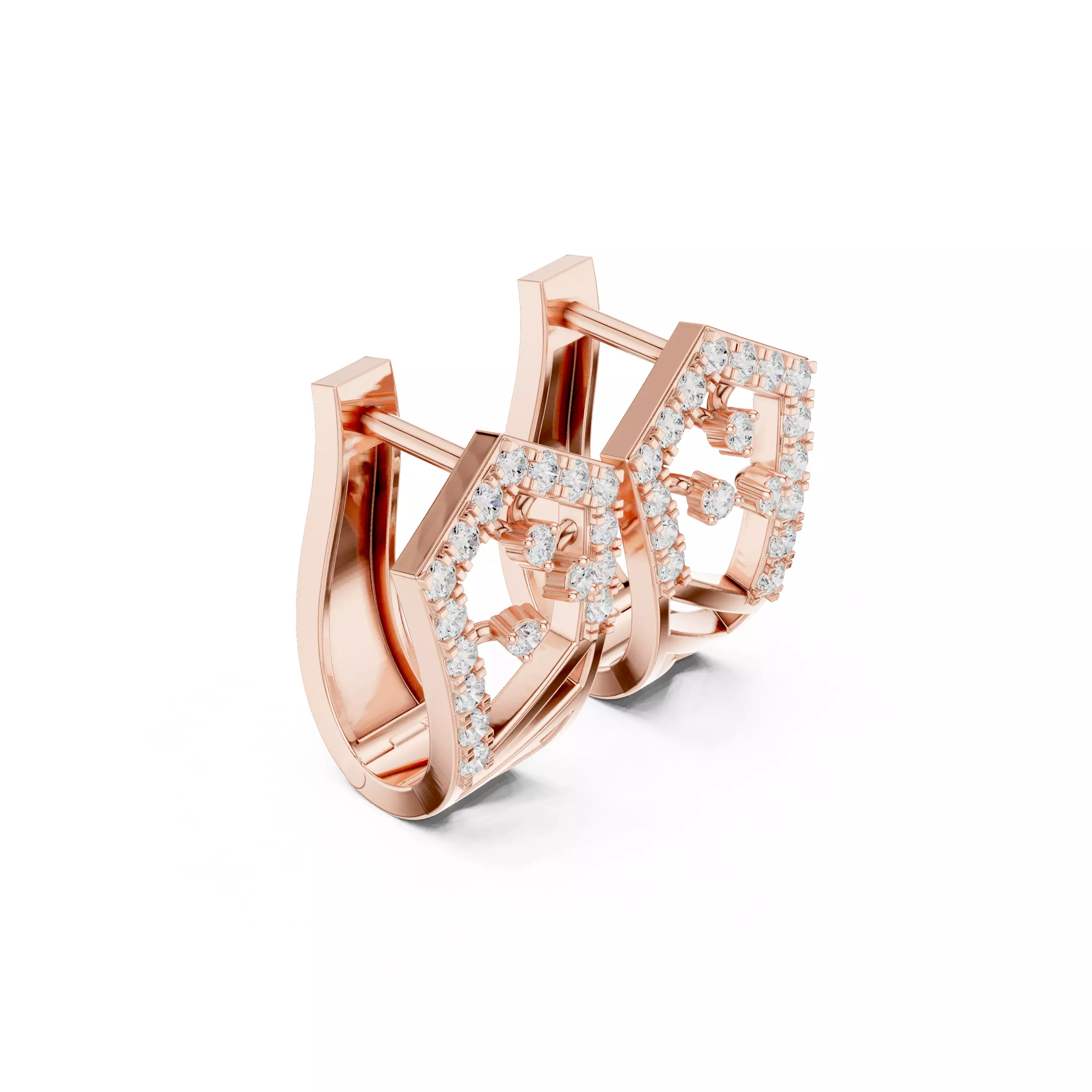 Diamond Hoops Earrings 3dm stl renders animation videos details  3D print model_3