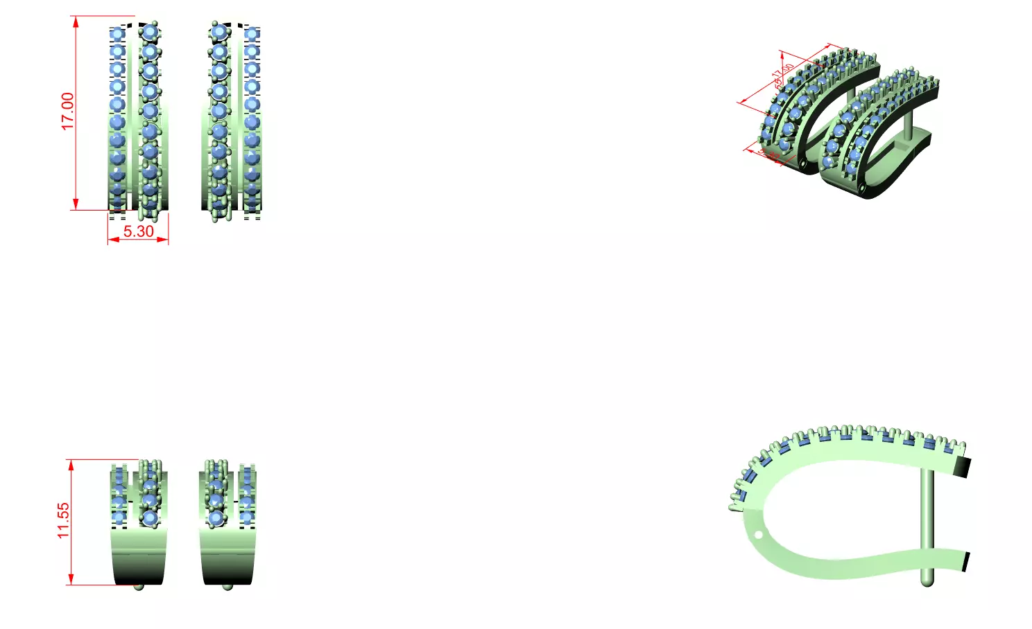 Diamond Hoops Earrings 3dm stl renders animation videos details  3D print model_1