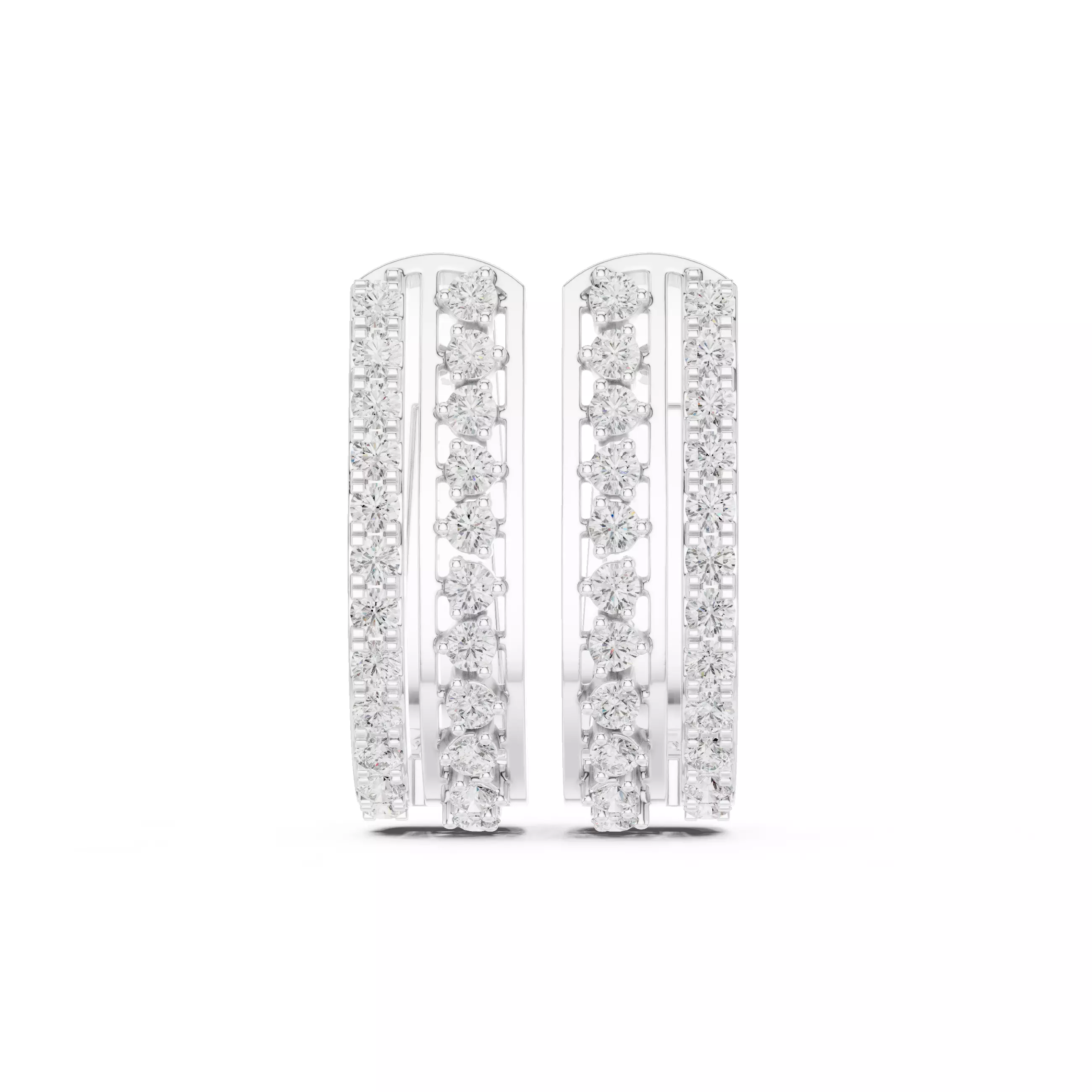 Diamond Hoops Earrings 3dm stl renders animation videos details  3D print model_9