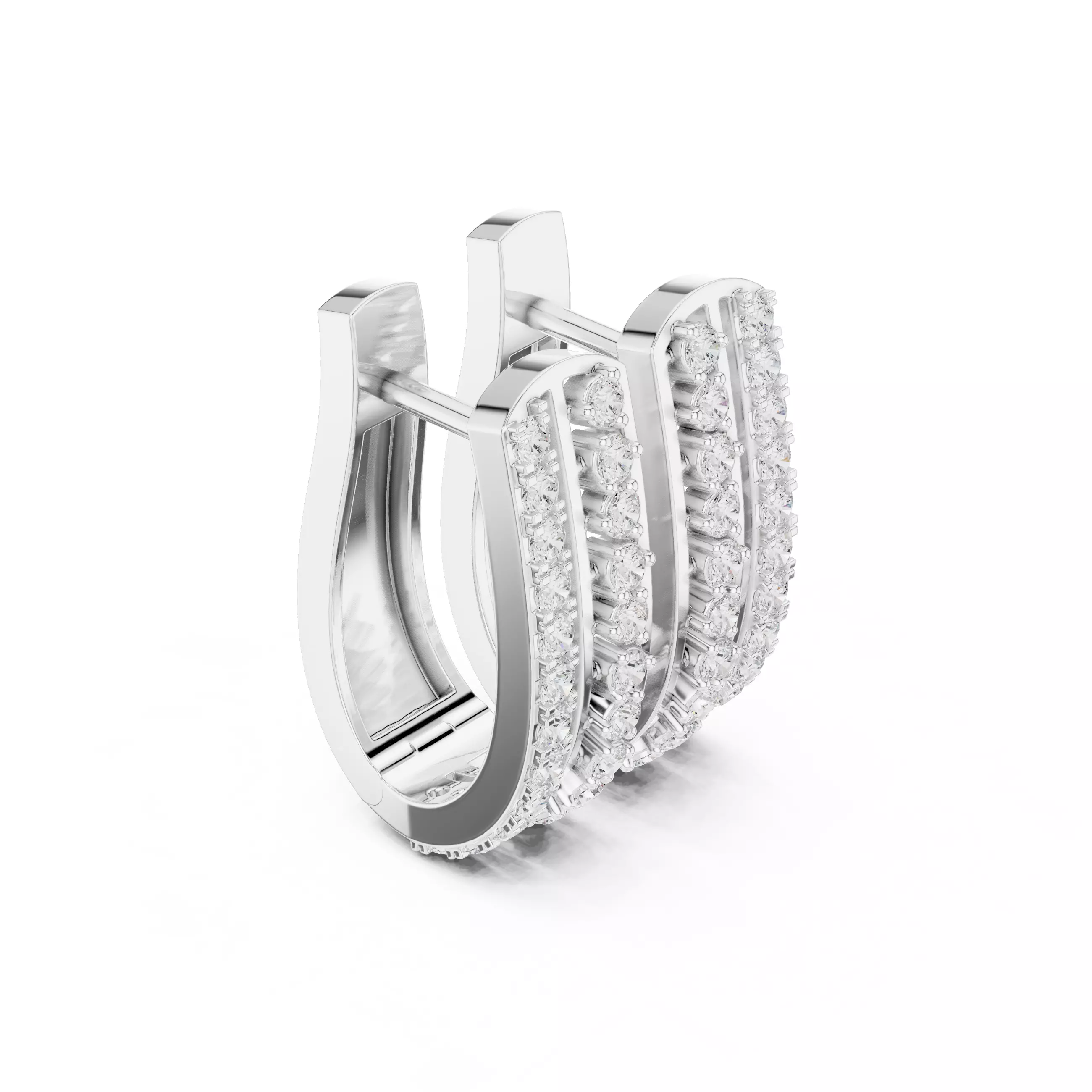 Diamond Hoops Earrings 3dm stl renders animation videos details  3D print model_6