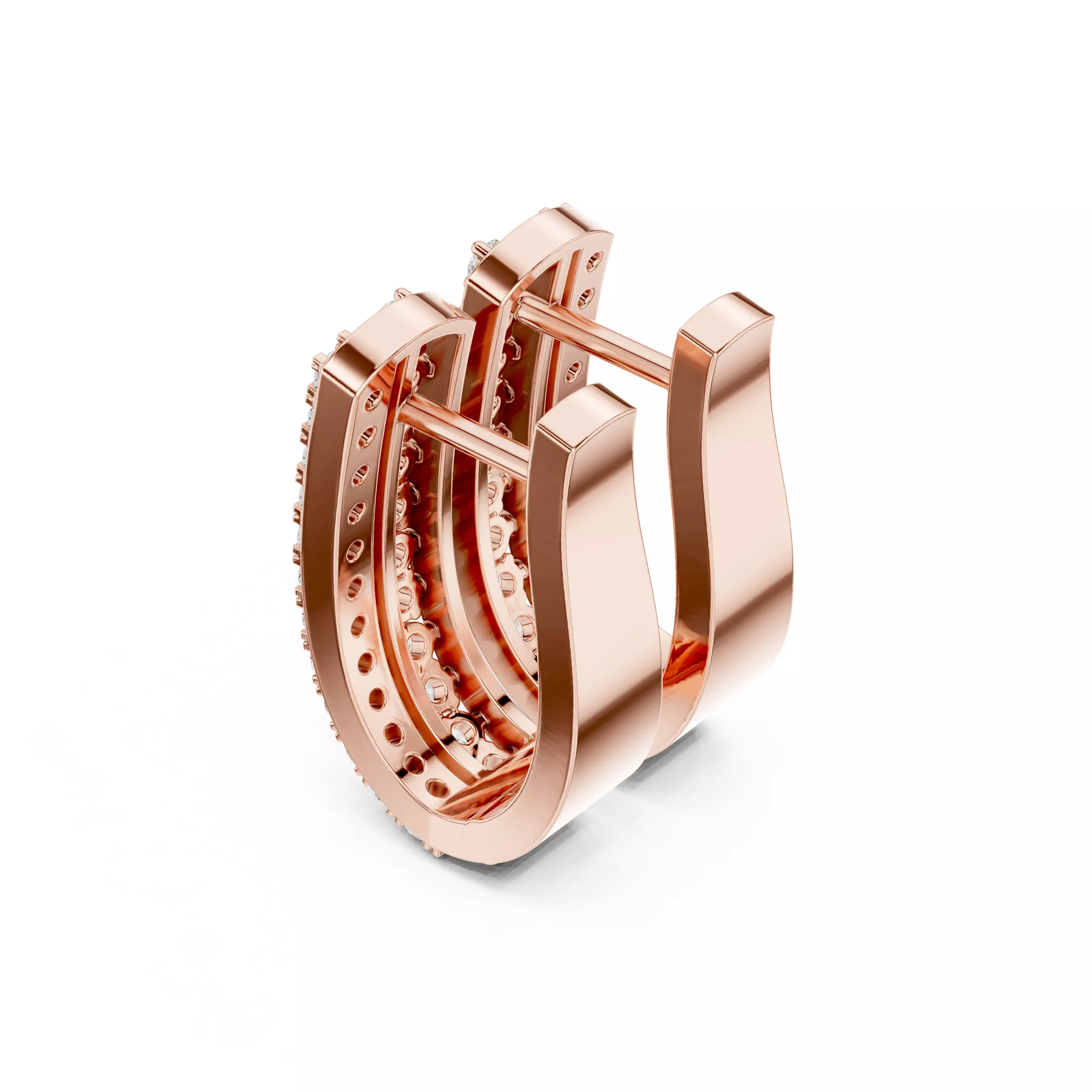 Diamond Hoops Earrings 3dm stl renders animation videos details  3D print model_4