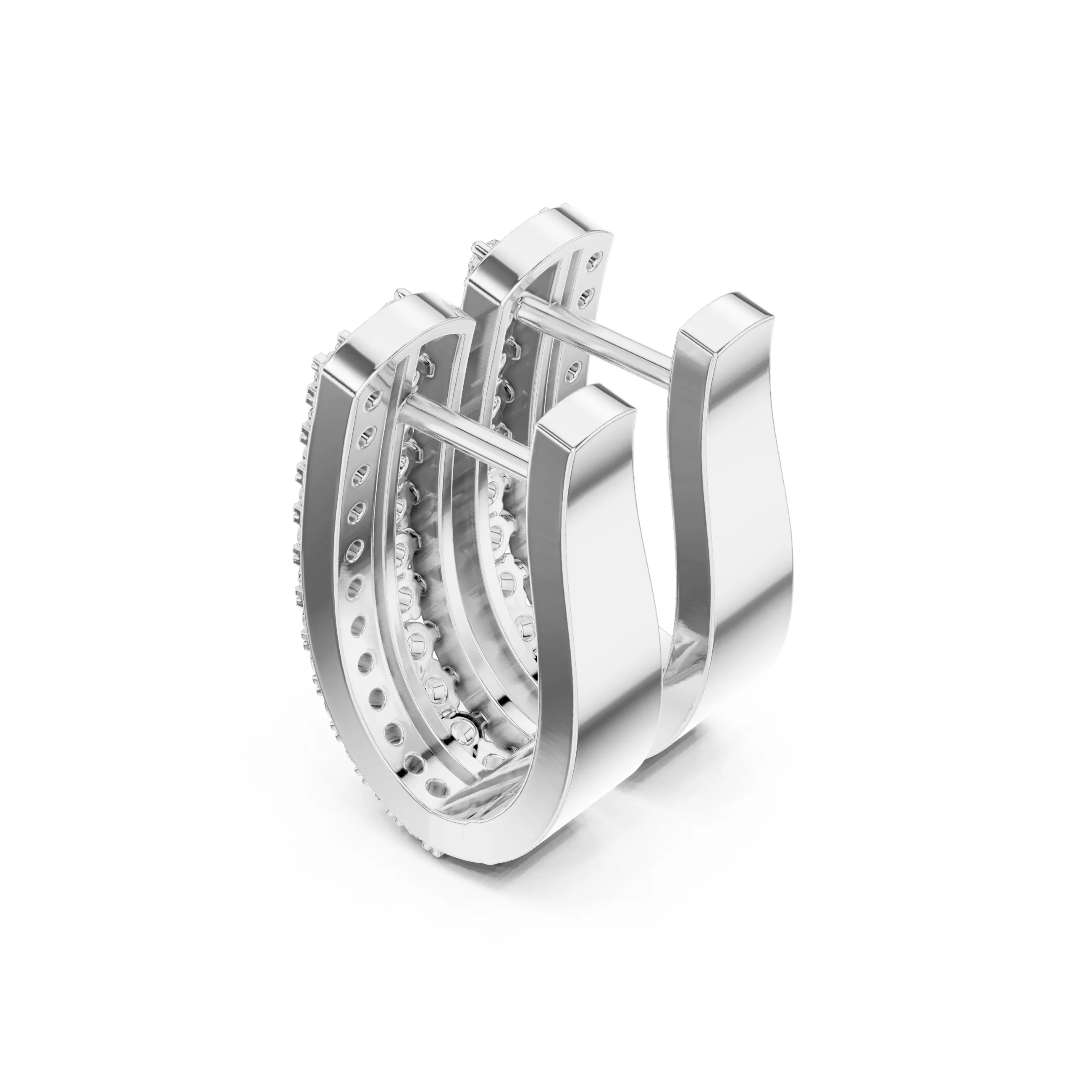 Diamond Hoops Earrings 3dm stl renders animation videos details  3D print model_7