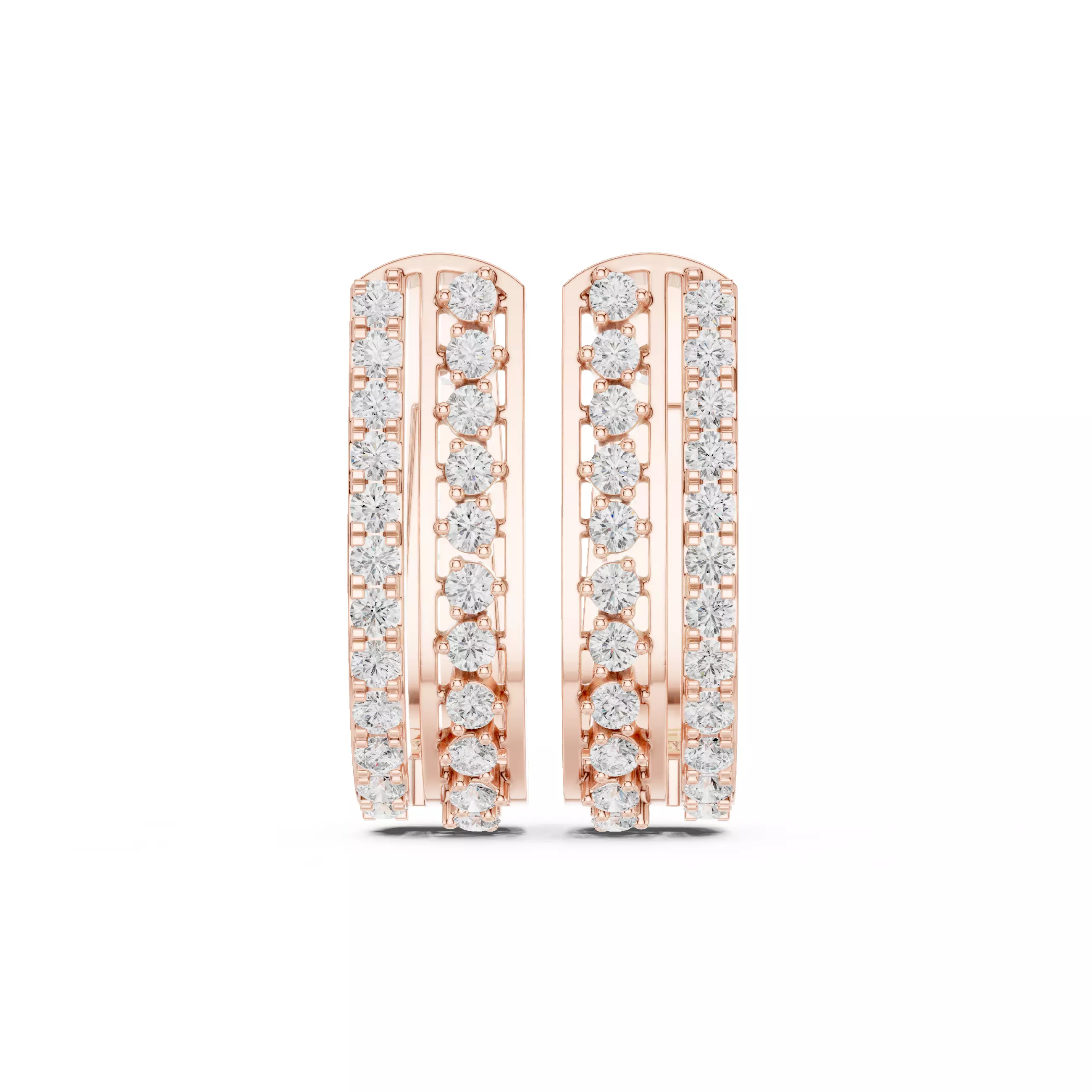 Diamond Hoops Earrings 3dm stl renders animation videos details  3D print model_0