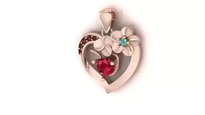 Heart-shaped Pendant Jewelry model - Blooming Heart for Her 3D print model