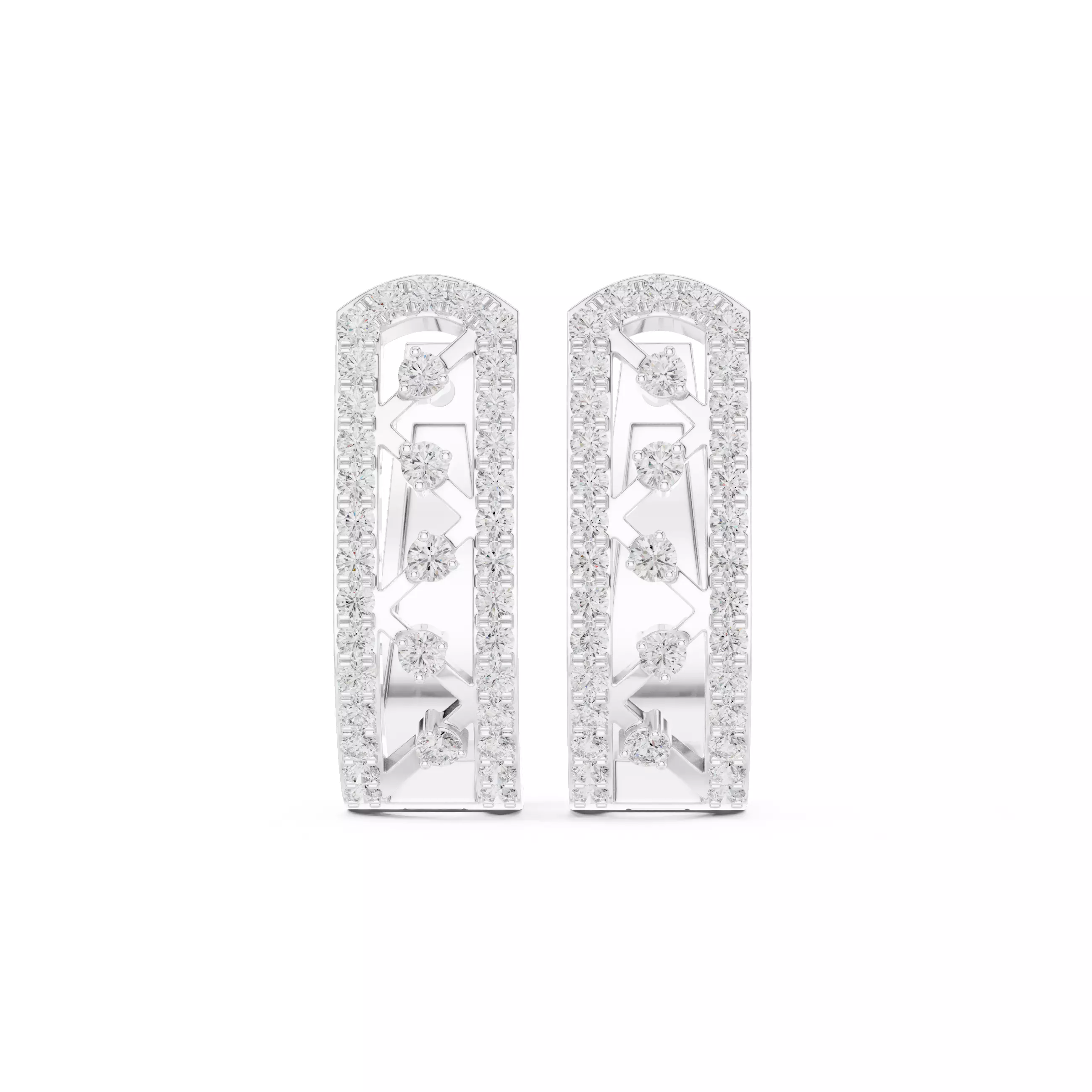 Diamond Hoops Earrings 3dm stl renders animation videos details  3D print model_9