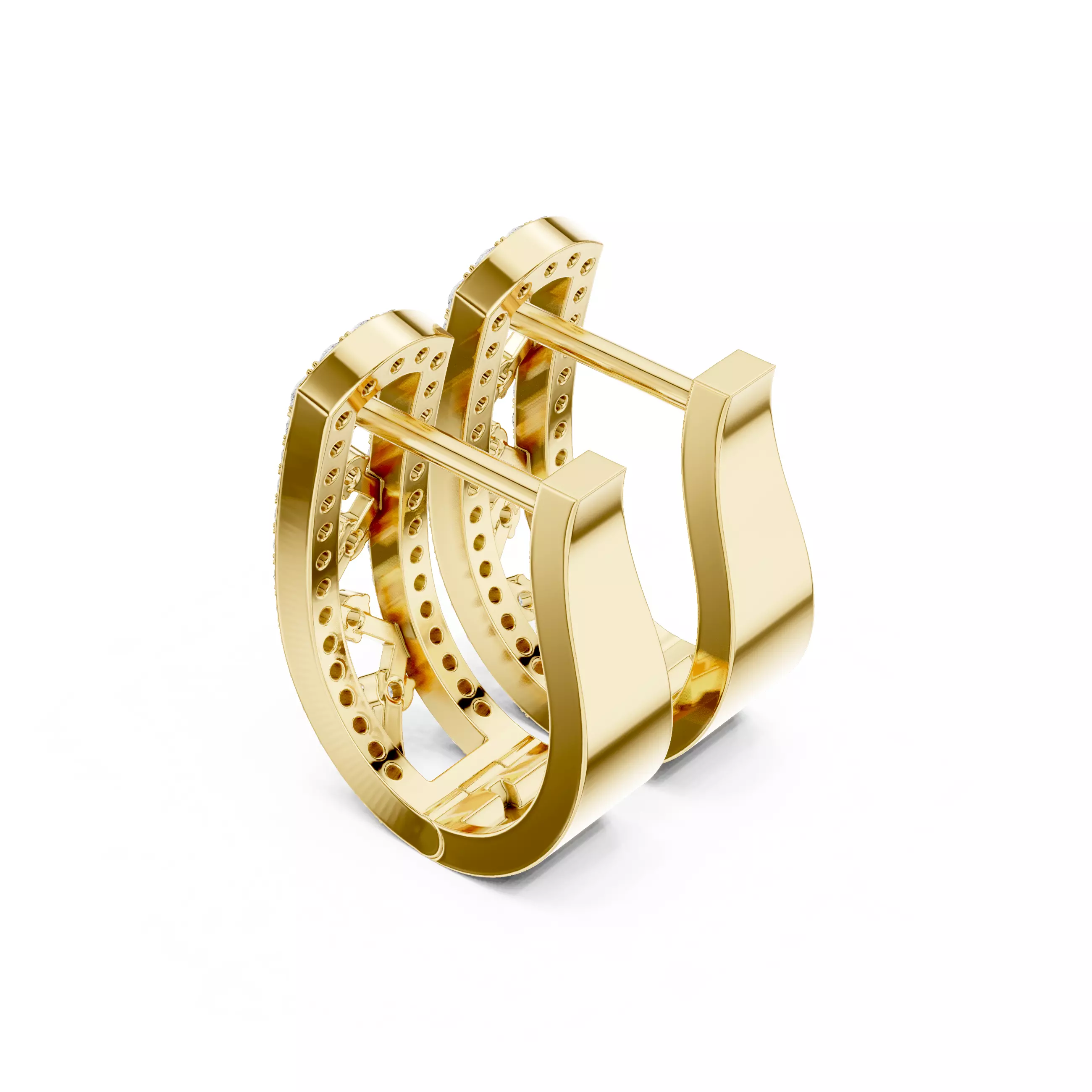 Diamond Hoops Earrings 3dm stl renders animation videos details  3D print model_11