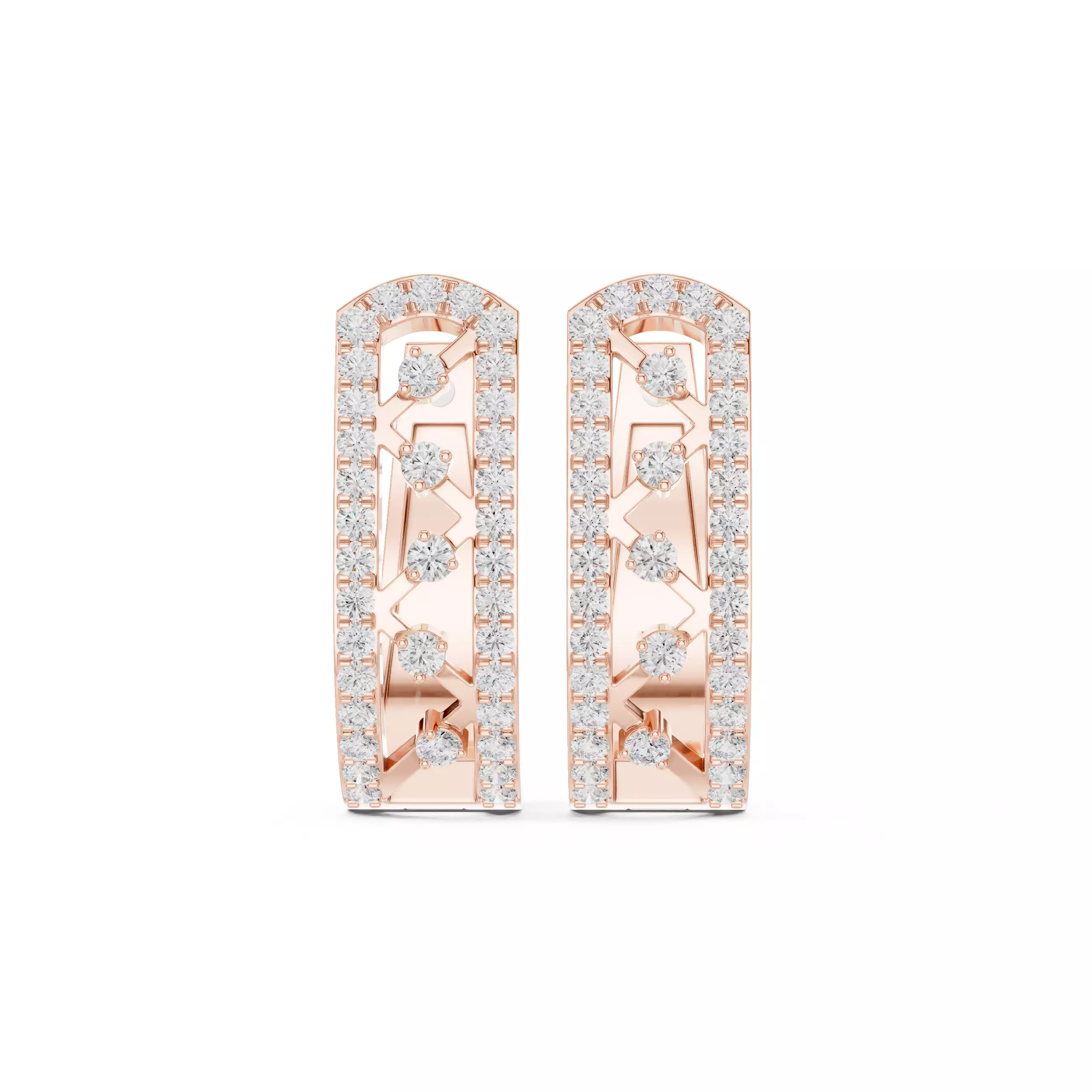 Diamond Hoops Earrings 3dm stl renders animation videos details  3D print model_0