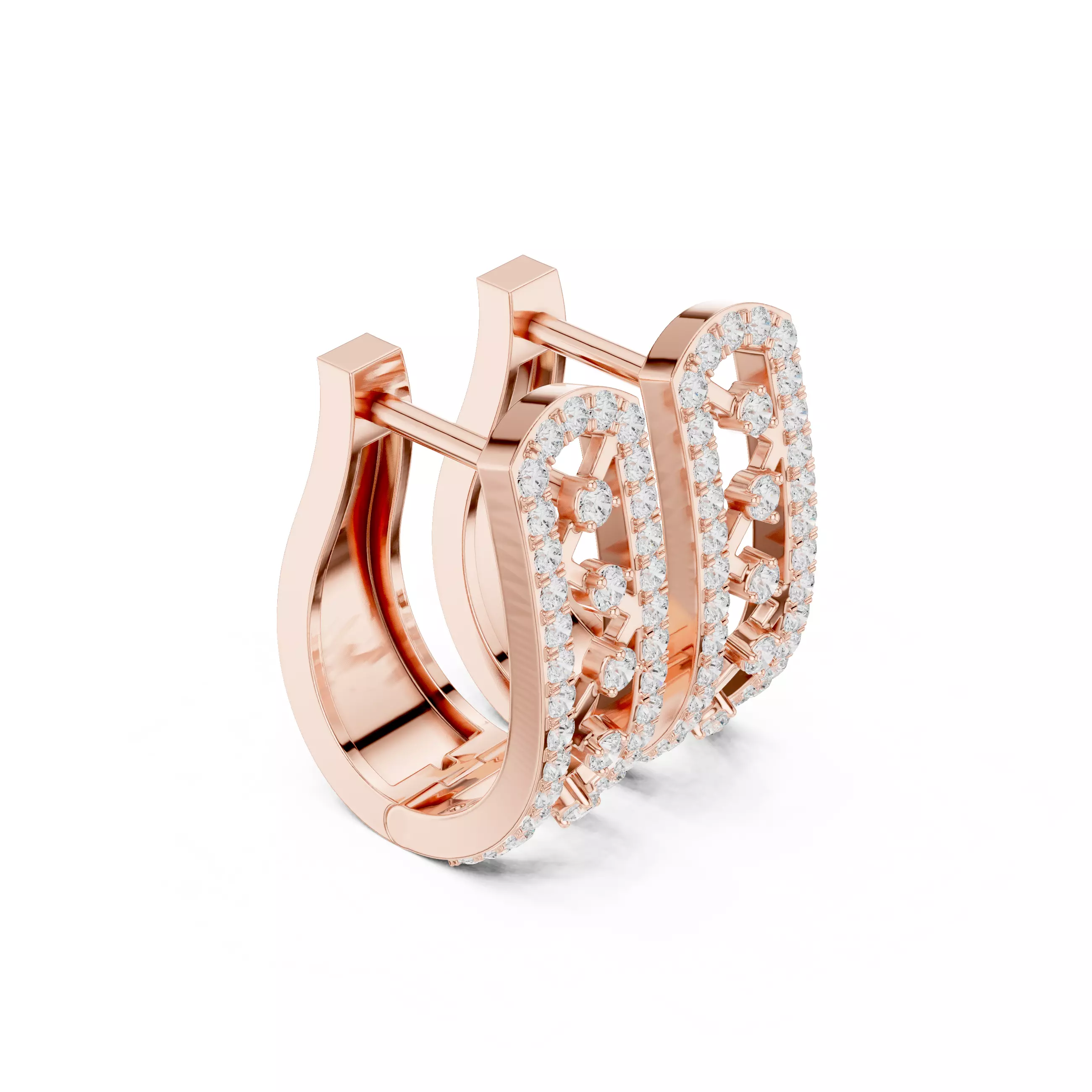 Diamond Hoops Earrings 3dm stl renders animation videos details  3D print model_3