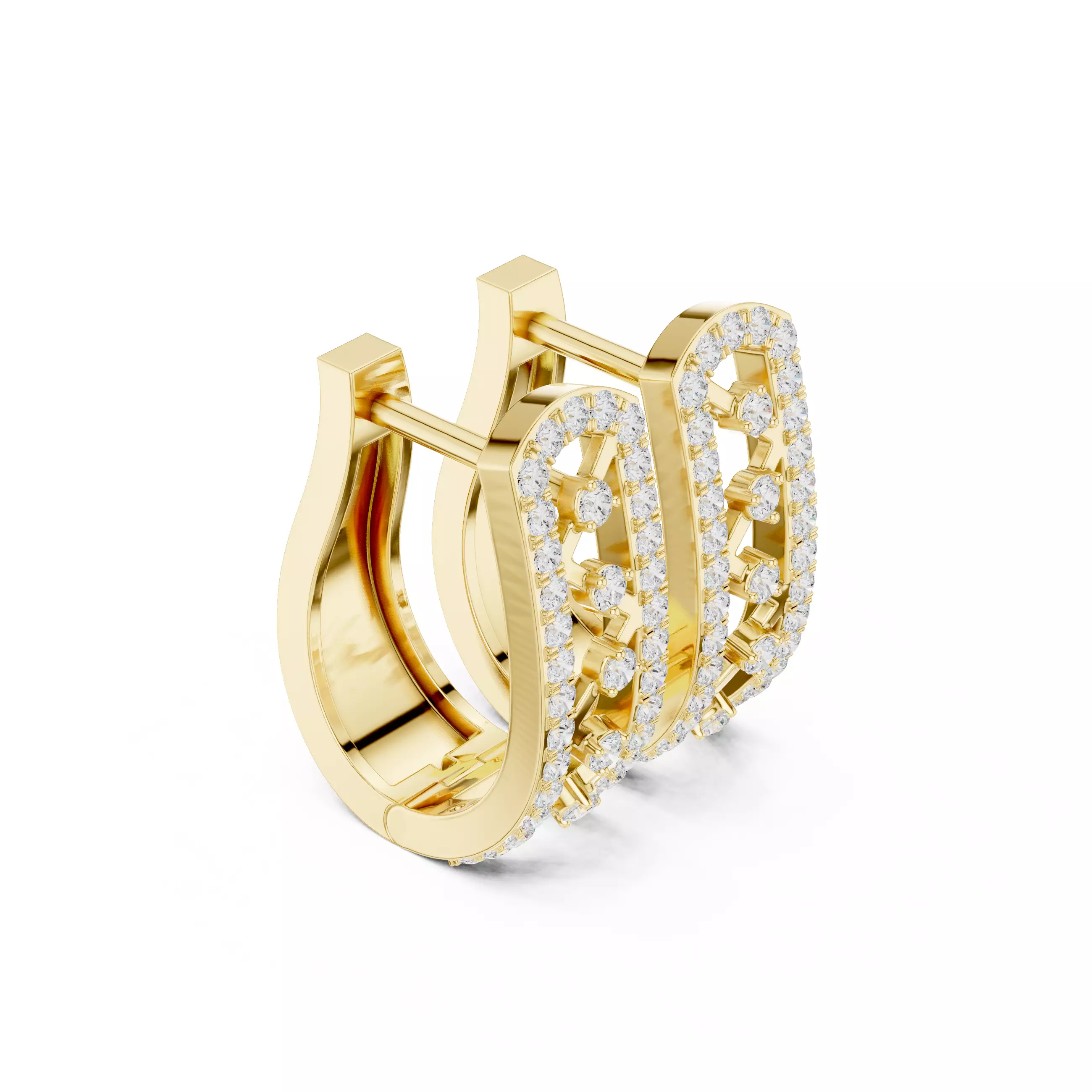 Diamond Hoops Earrings 3dm stl renders animation videos details  3D print model_10