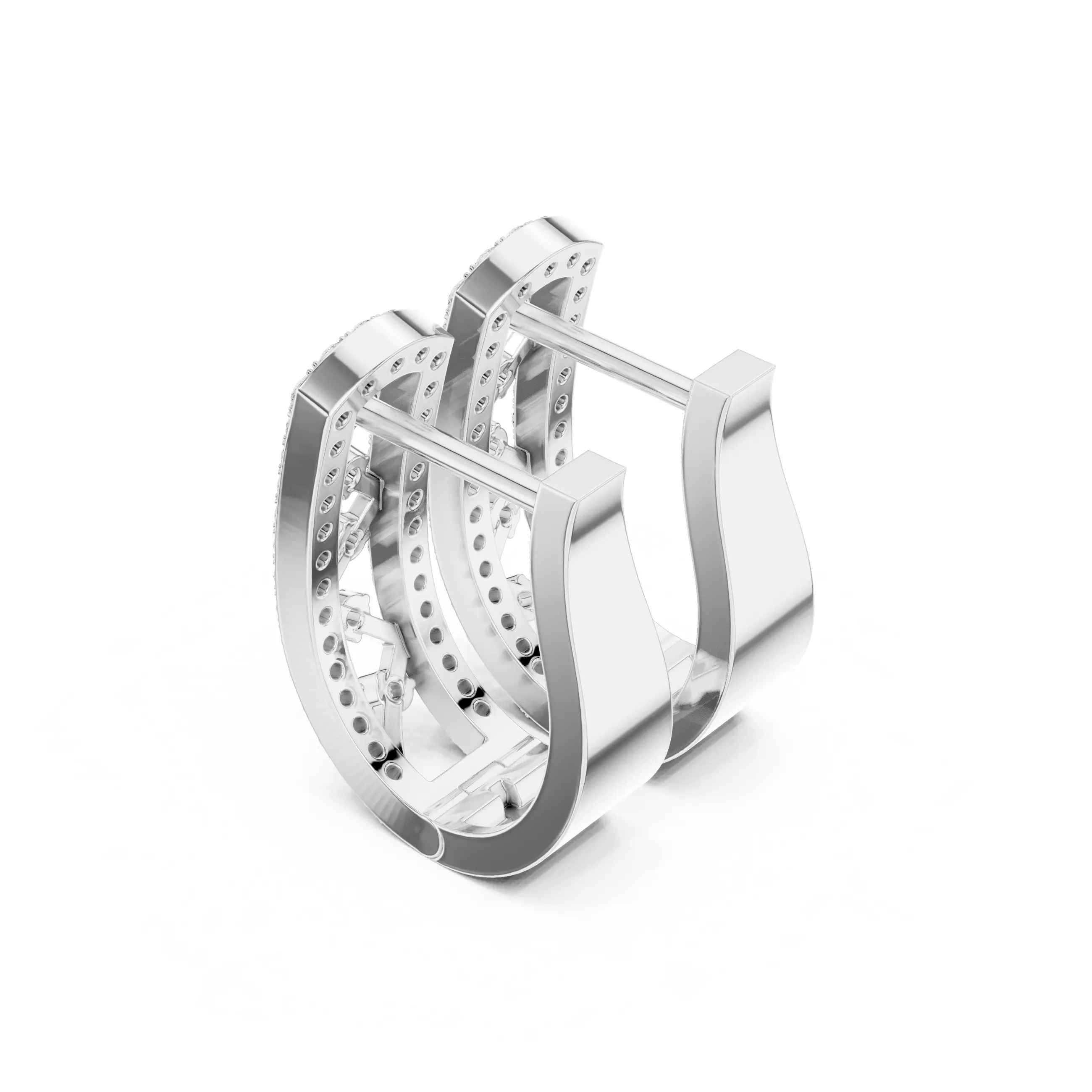 Diamond Hoops Earrings 3dm stl renders animation videos details  3D print model_7