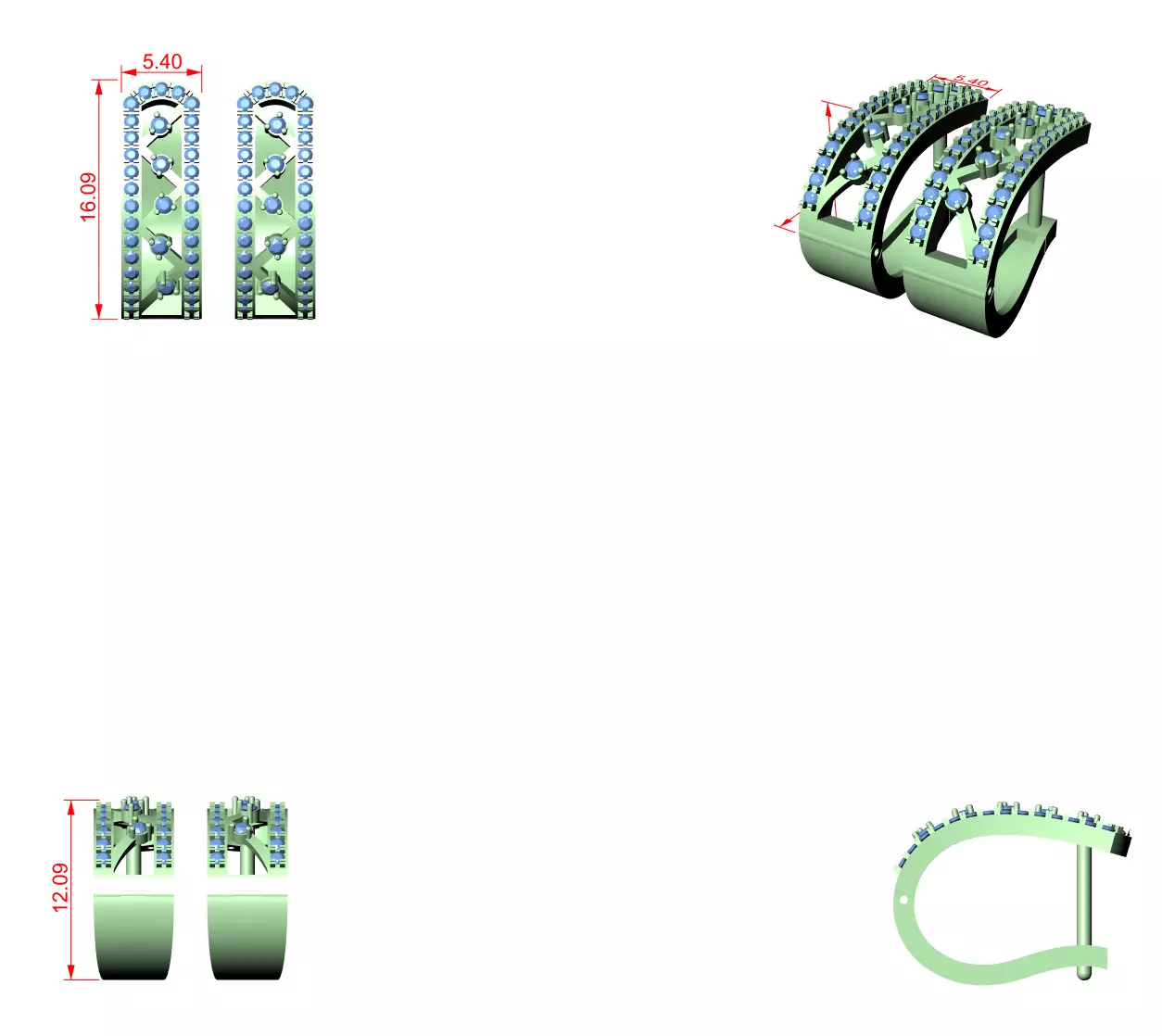 Diamond Hoops Earrings 3dm stl renders animation videos details  3D print model_1