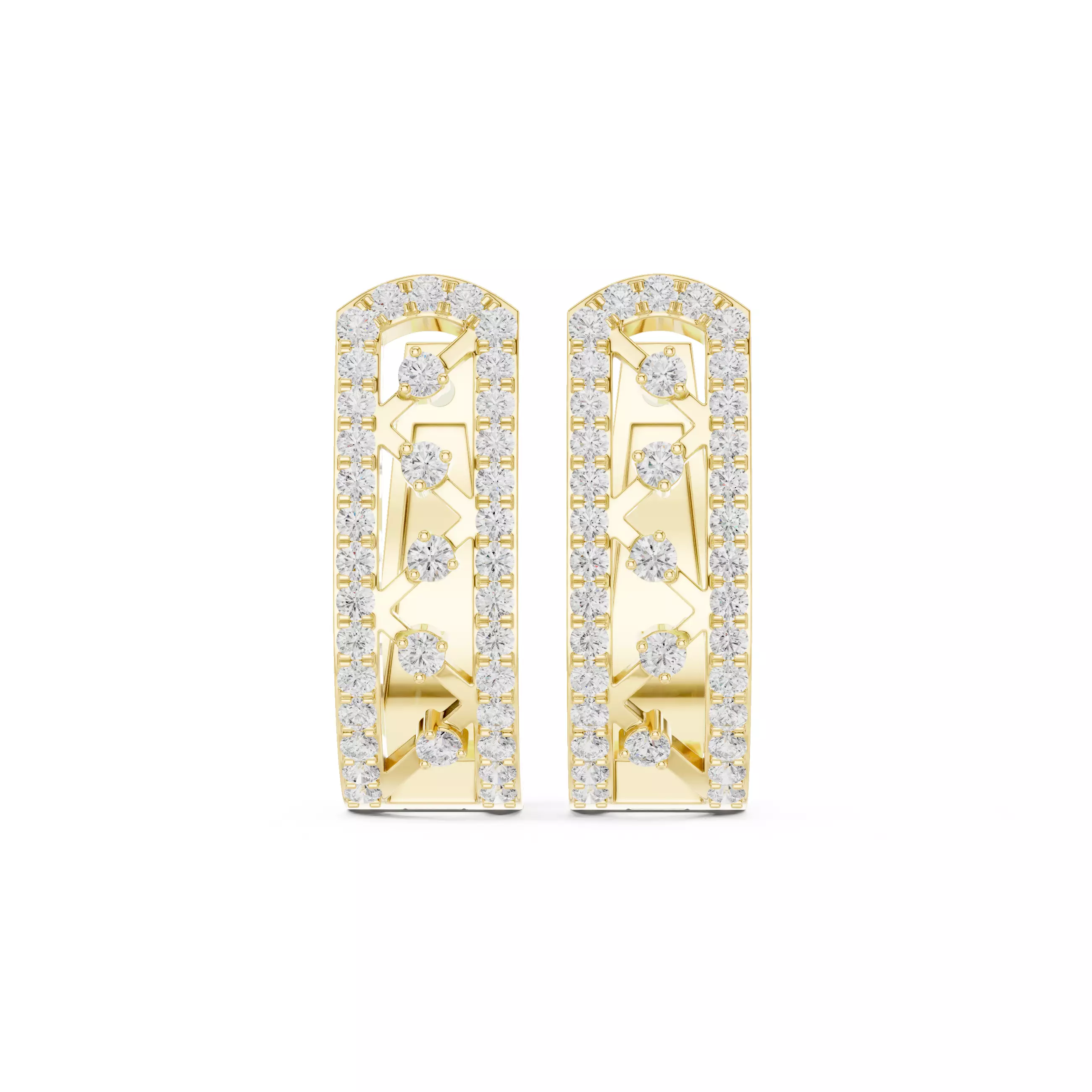 Diamond Hoops Earrings 3dm stl renders animation videos details  3D print model_13