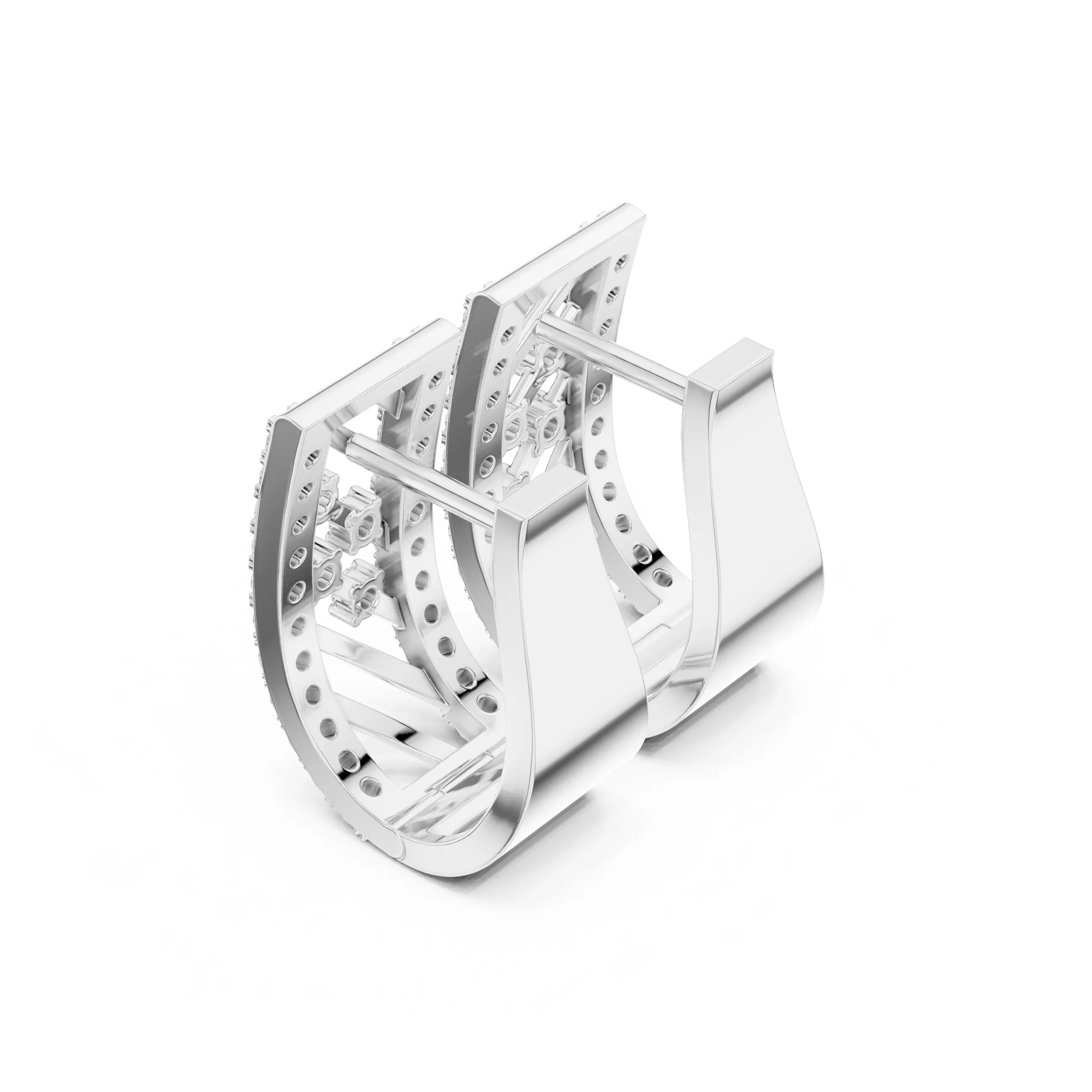 Diamond Hoops Earrings 3dm stl renders animation videos details  3D print model_7