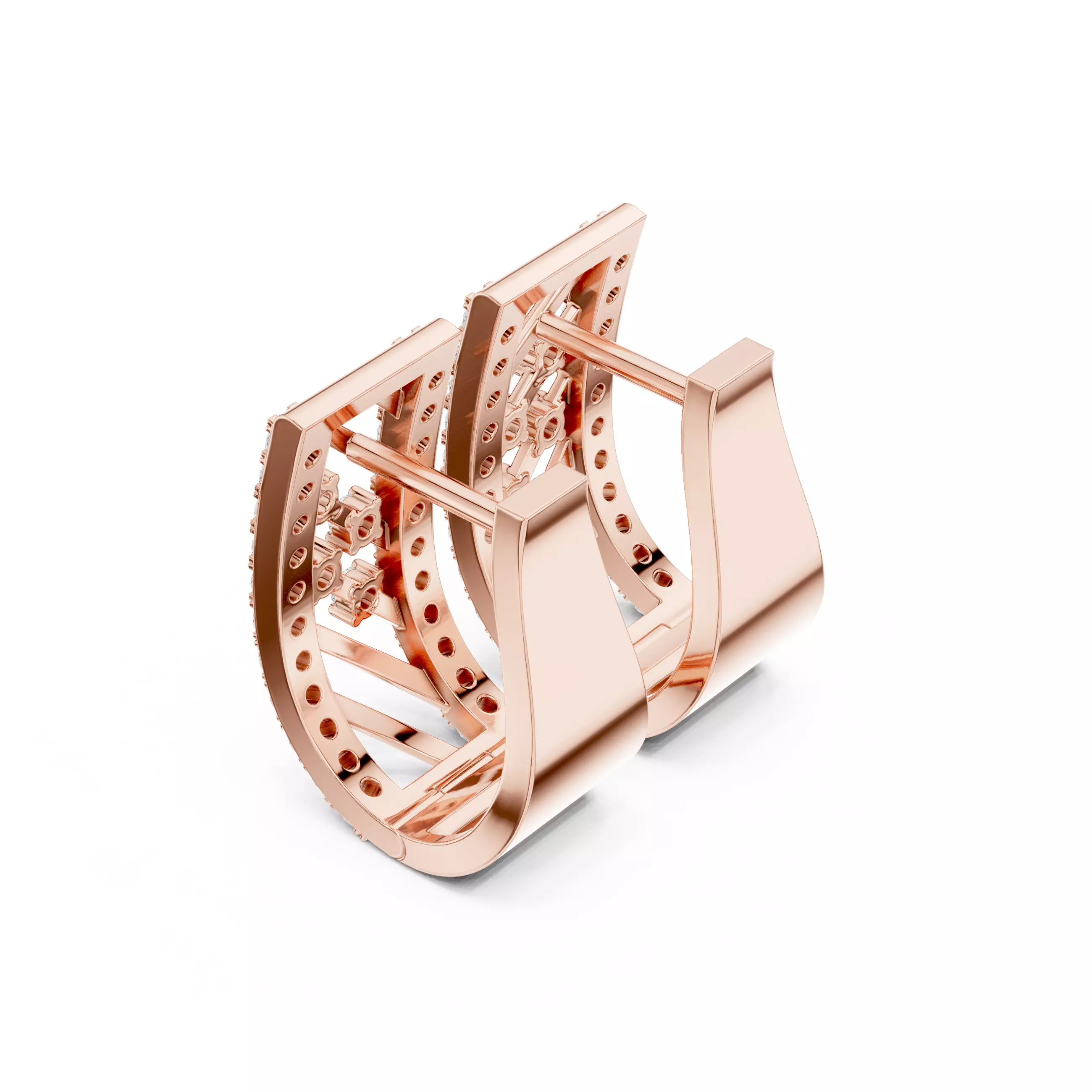 Diamond Hoops Earrings 3dm stl renders animation videos details  3D print model_4