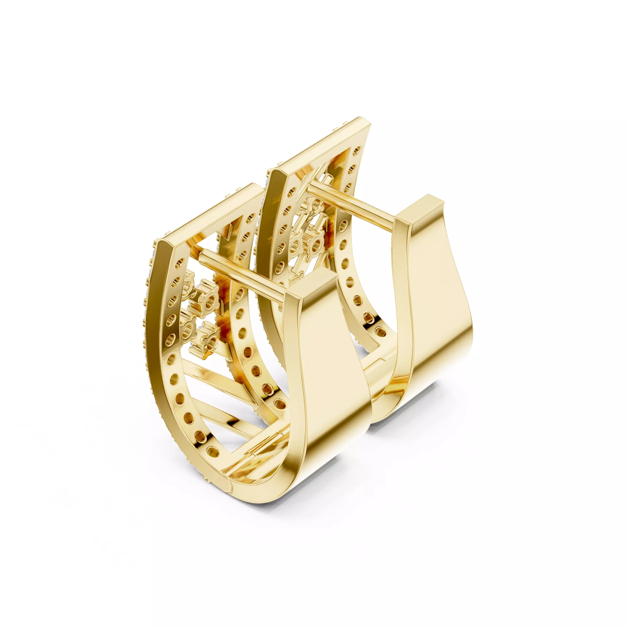 Diamond Hoops Earrings 3dm stl renders animation videos details  3D print model_11