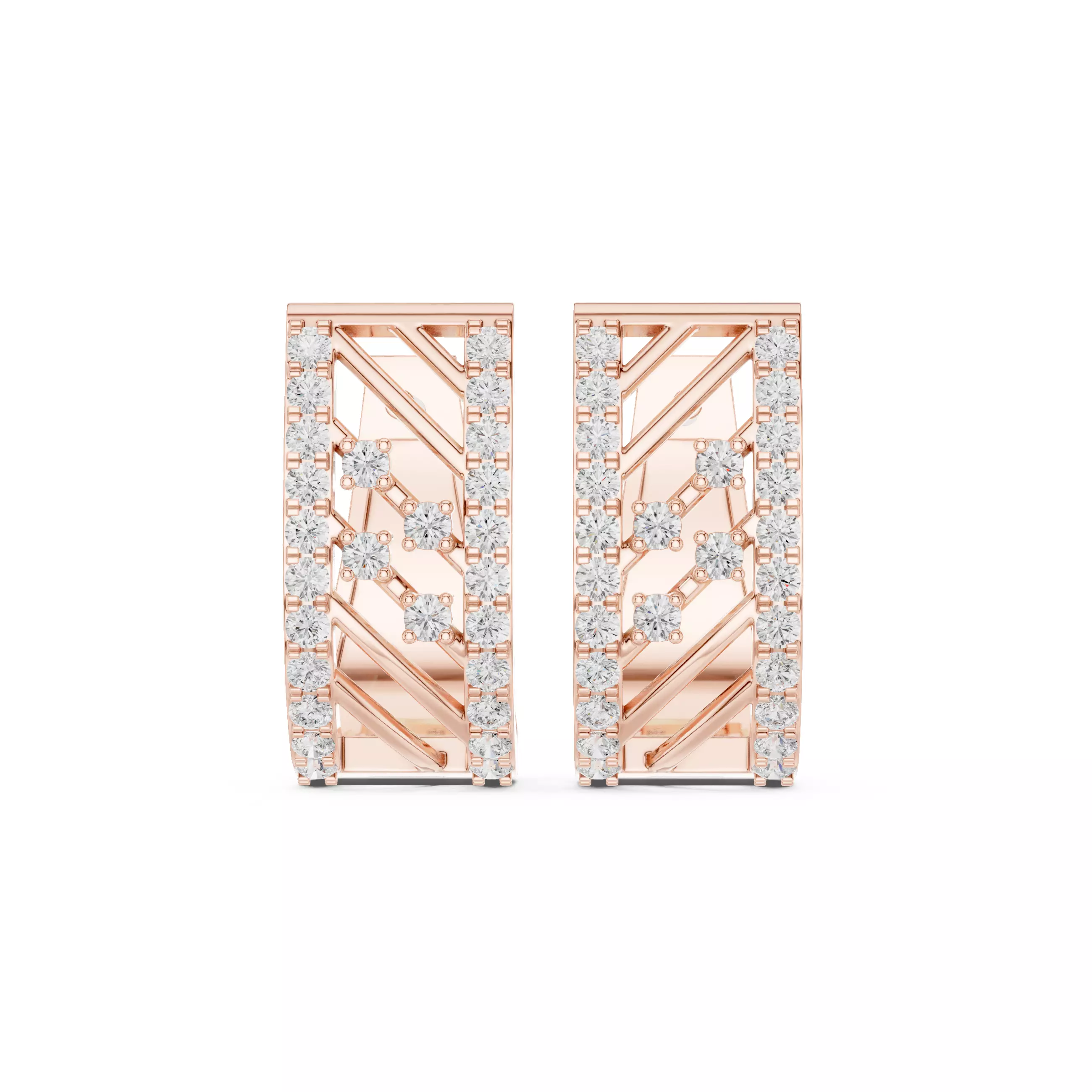 Diamond Hoops Earrings 3dm stl renders animation videos details  3D print model_0