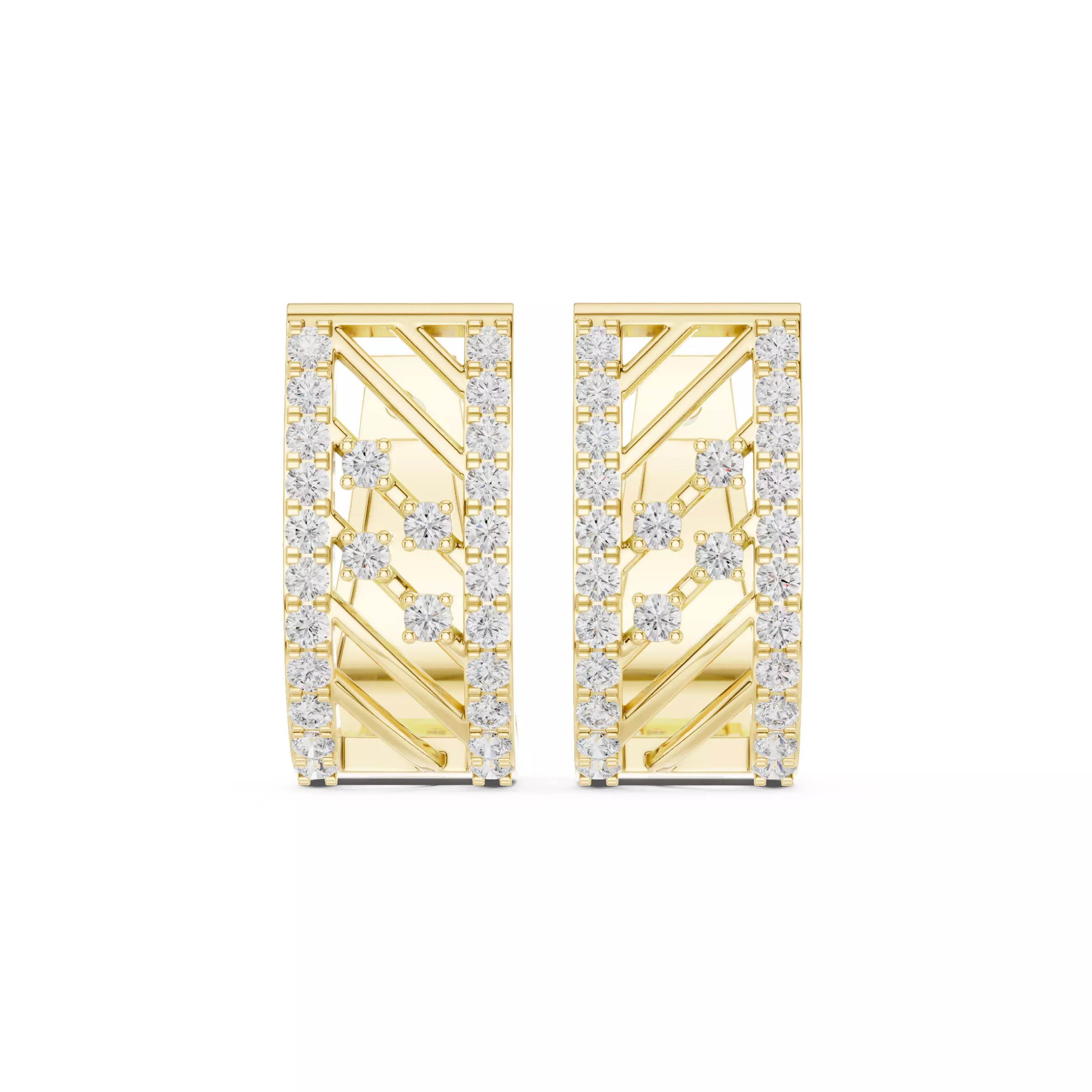 Diamond Hoops Earrings 3dm stl renders animation videos details  3D print model_13