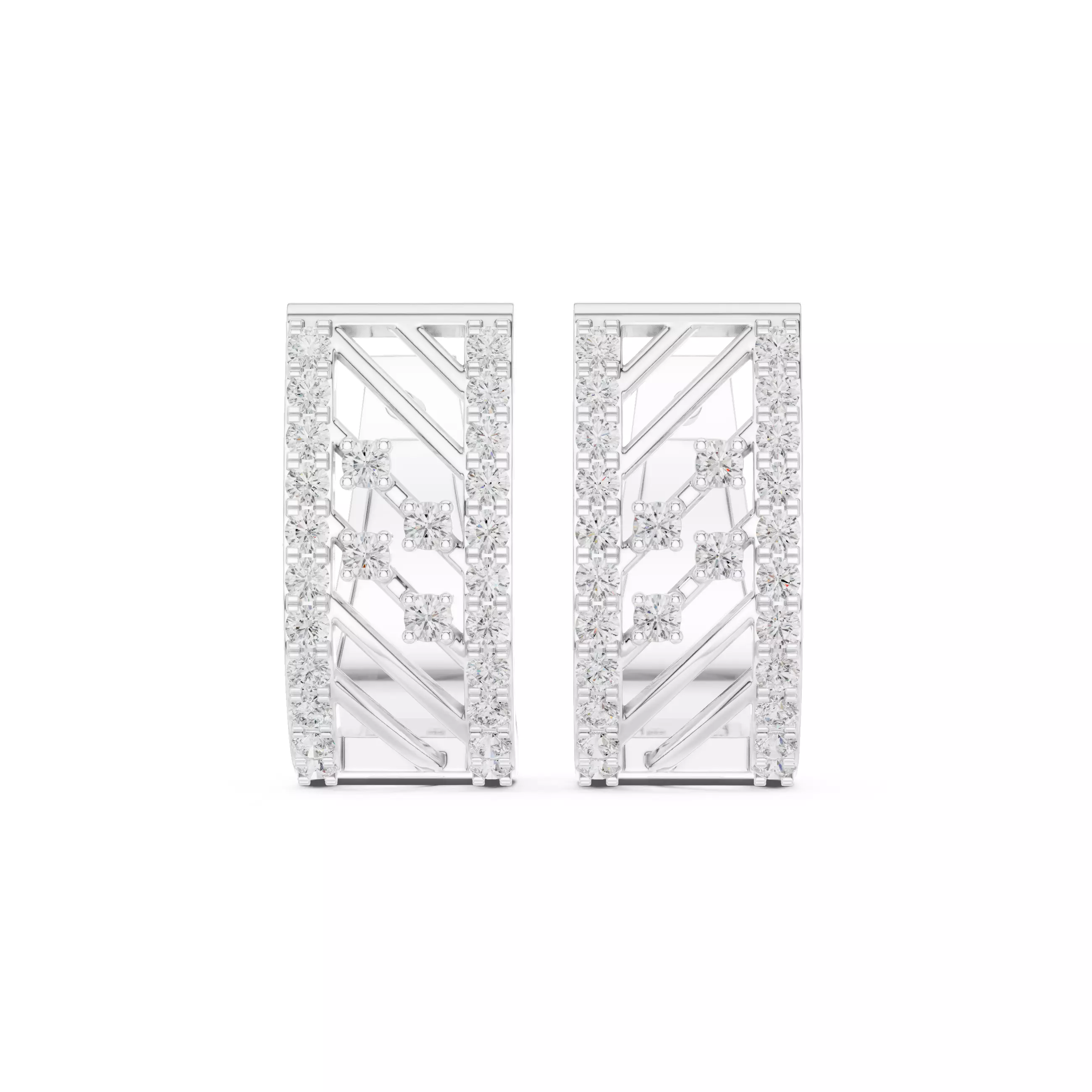 Diamond Hoops Earrings 3dm stl renders animation videos details  3D print model_9