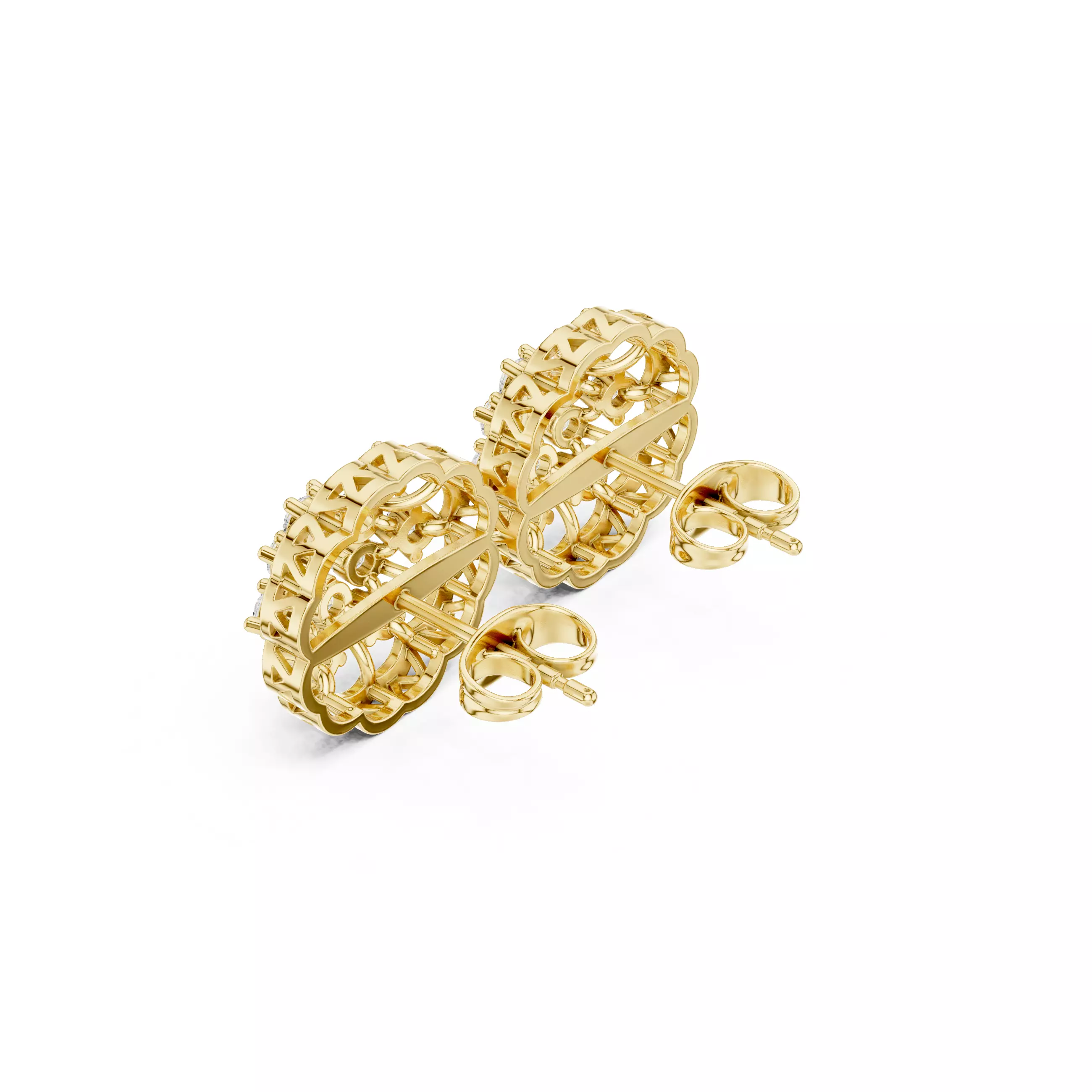 Diamond Studs Earrings 3dm stl renders animation videos details 3D print model_11