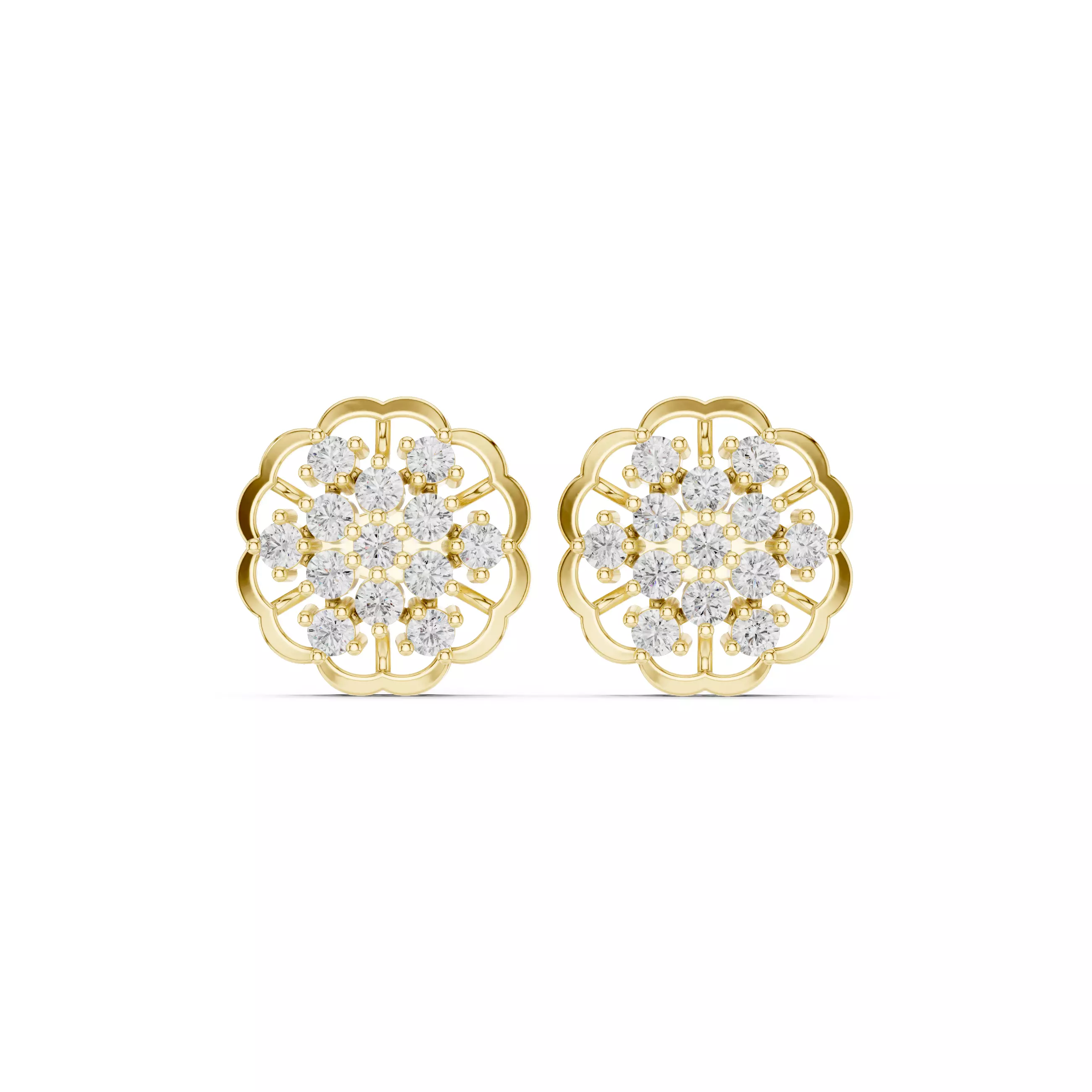 Diamond Studs Earrings 3dm stl renders animation videos details 3D print model_13
