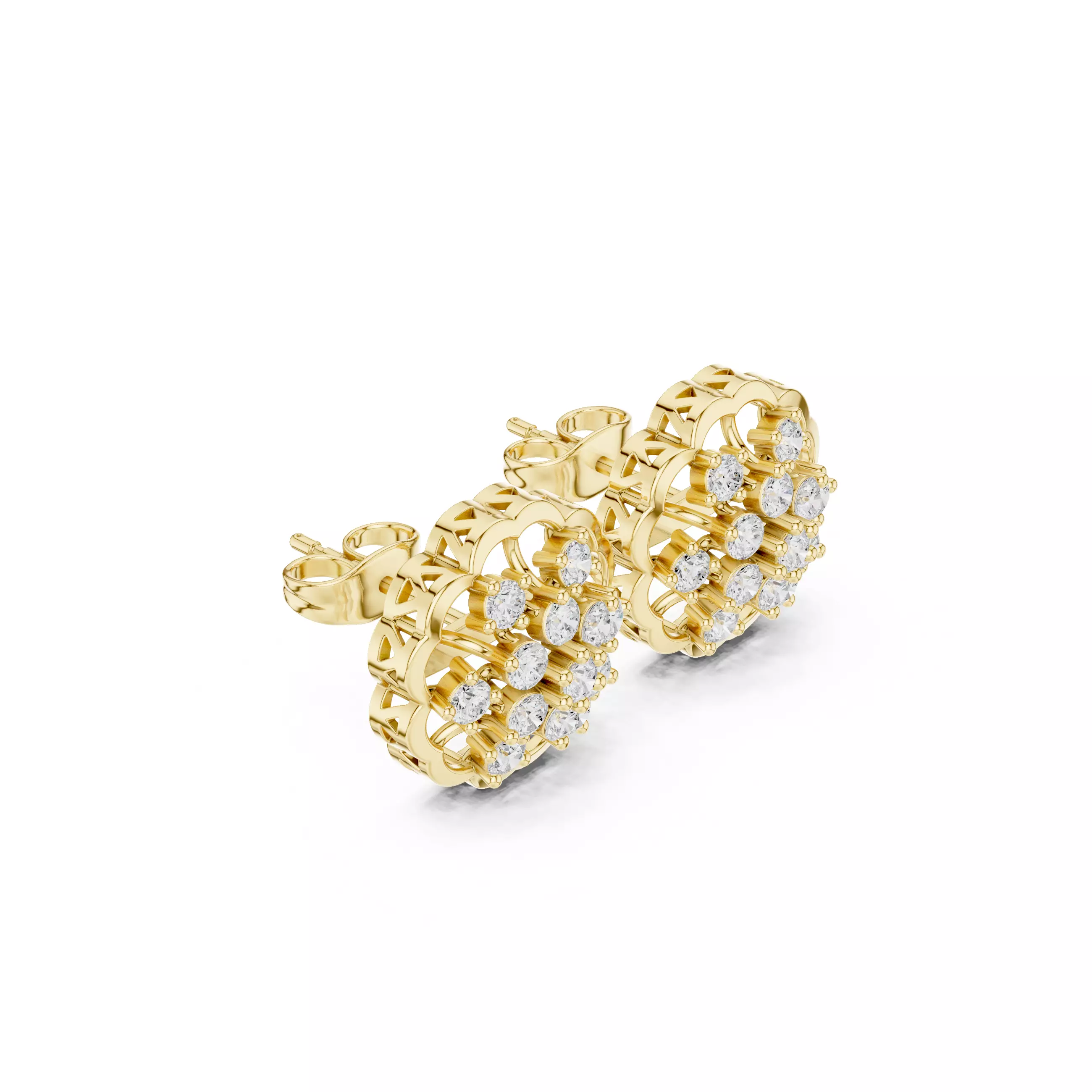 Diamond Studs Earrings 3dm stl renders animation videos details 3D print model_10