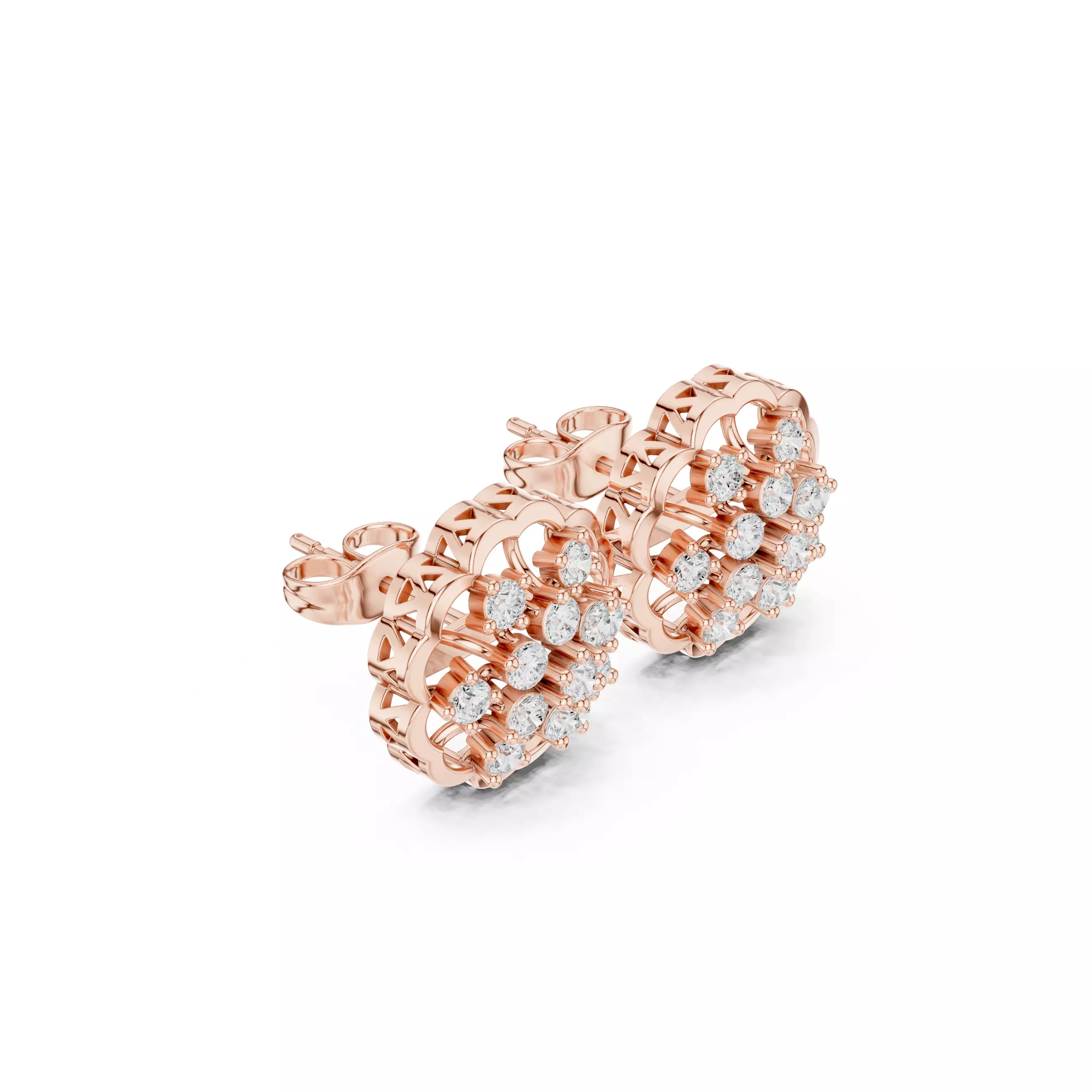 Diamond Studs Earrings 3dm stl renders animation videos details 3D print model_3