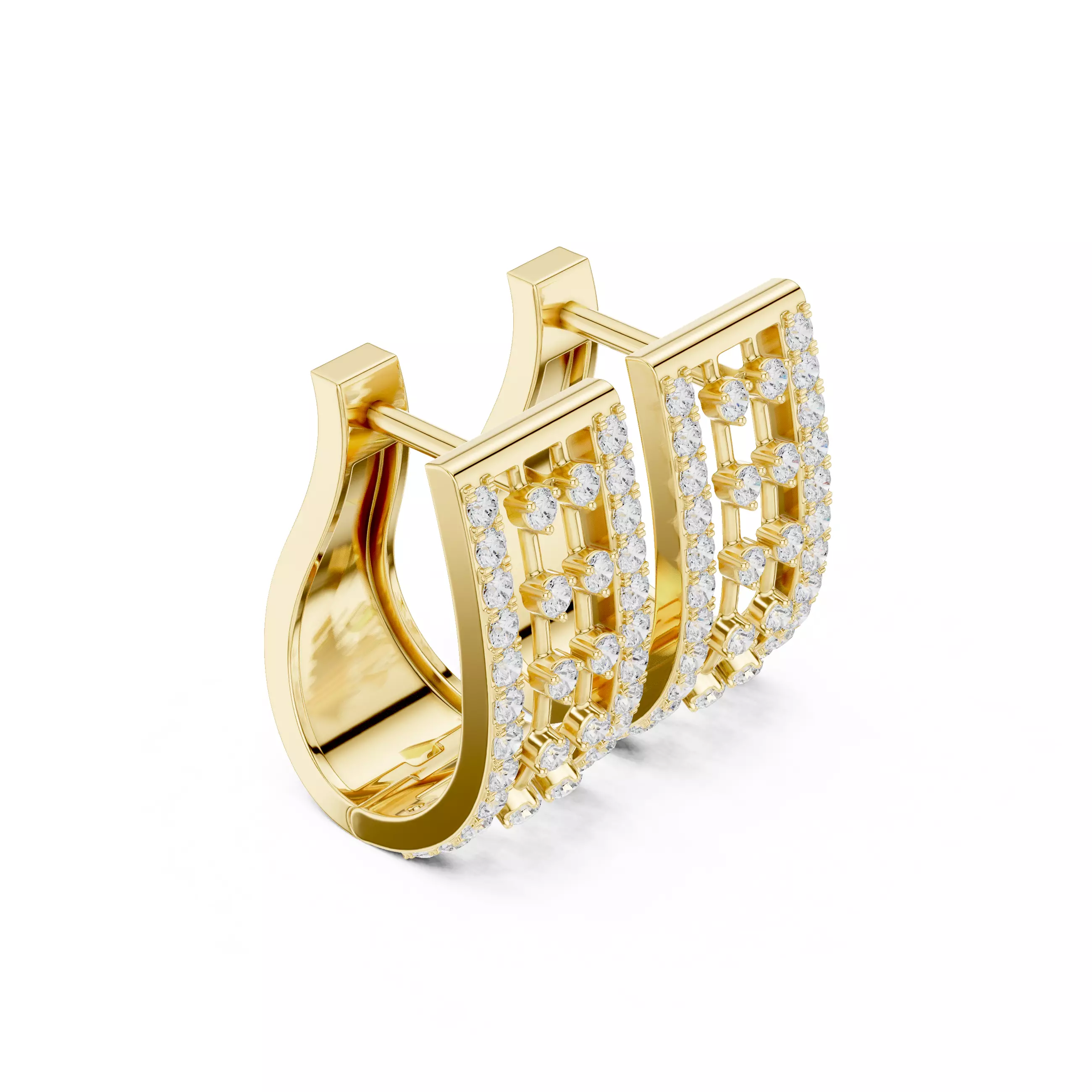 Diamond Hoops Earrings 3dm stl renders animation videos details  3D print model_10