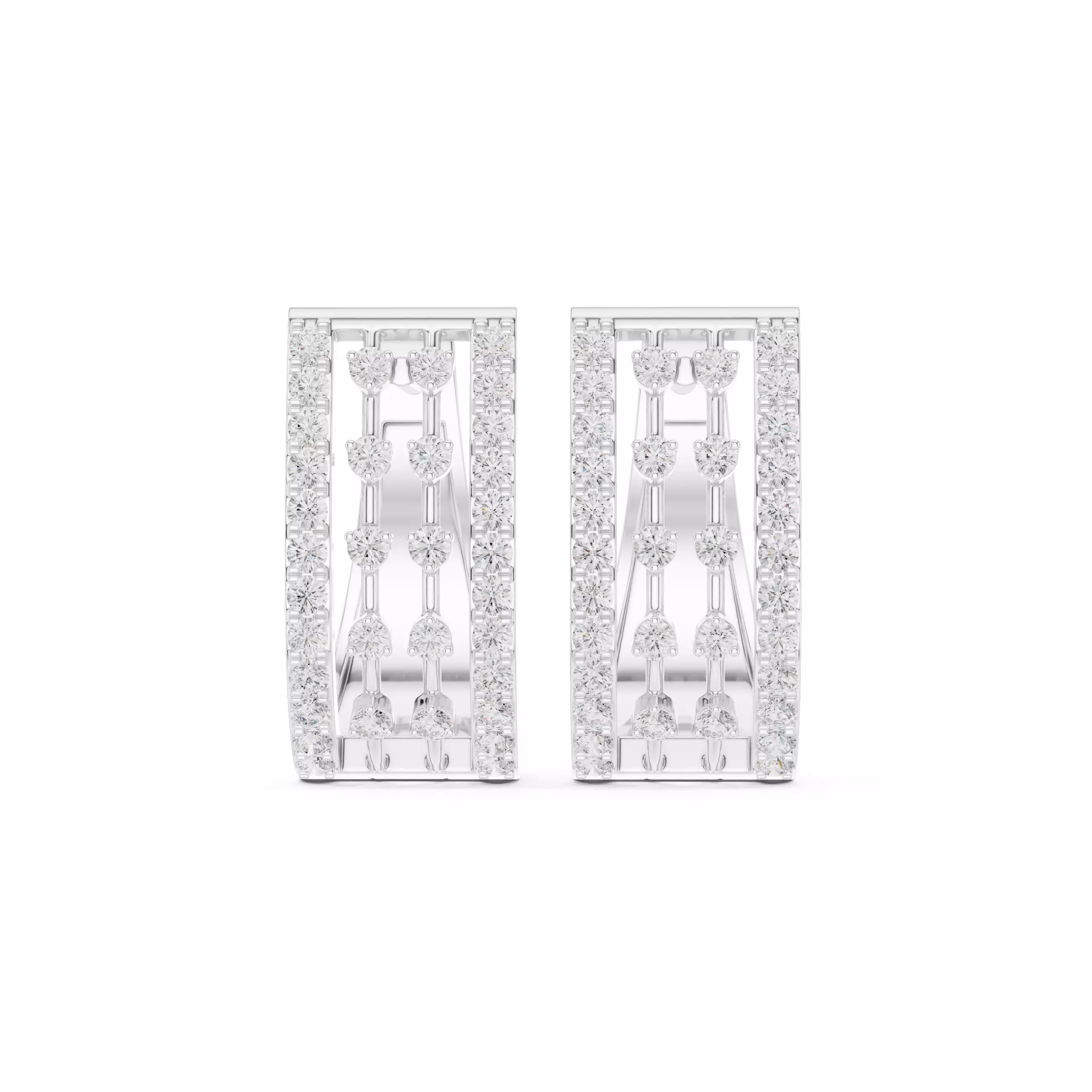 Diamond Hoops Earrings 3dm stl renders animation videos details  3D print model_9