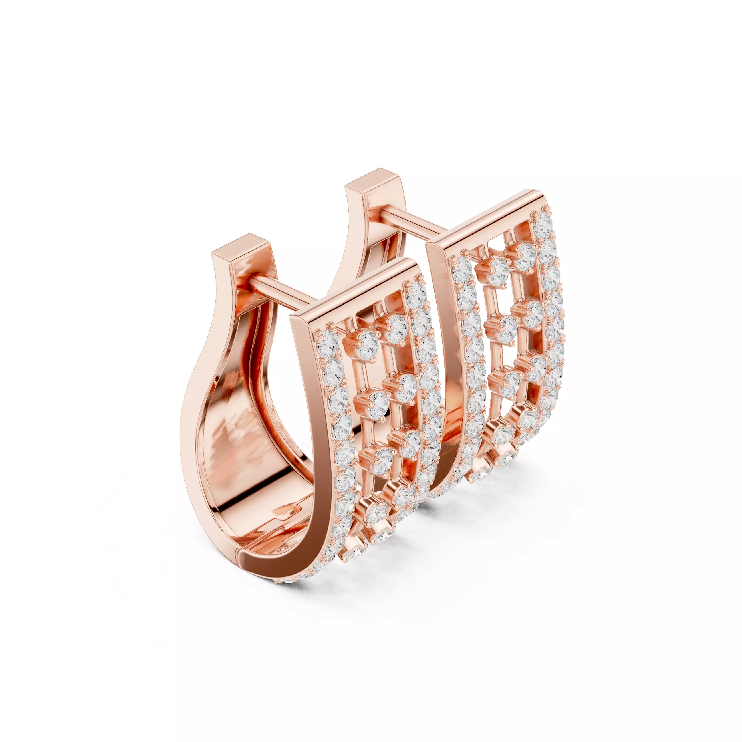 Diamond Hoops Earrings 3dm stl renders animation videos details  3D print model_3