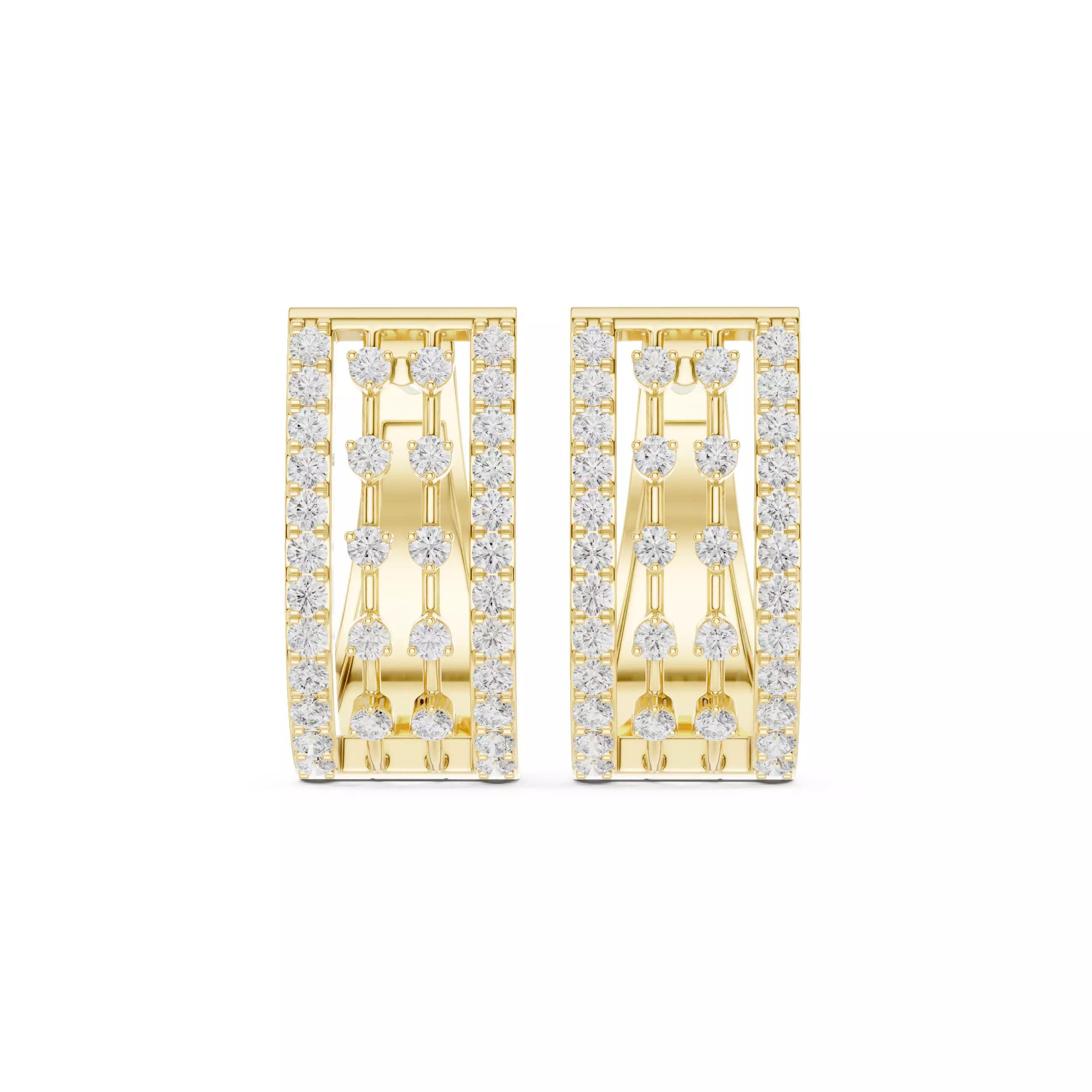 Diamond Hoops Earrings 3dm stl renders animation videos details  3D print model_13