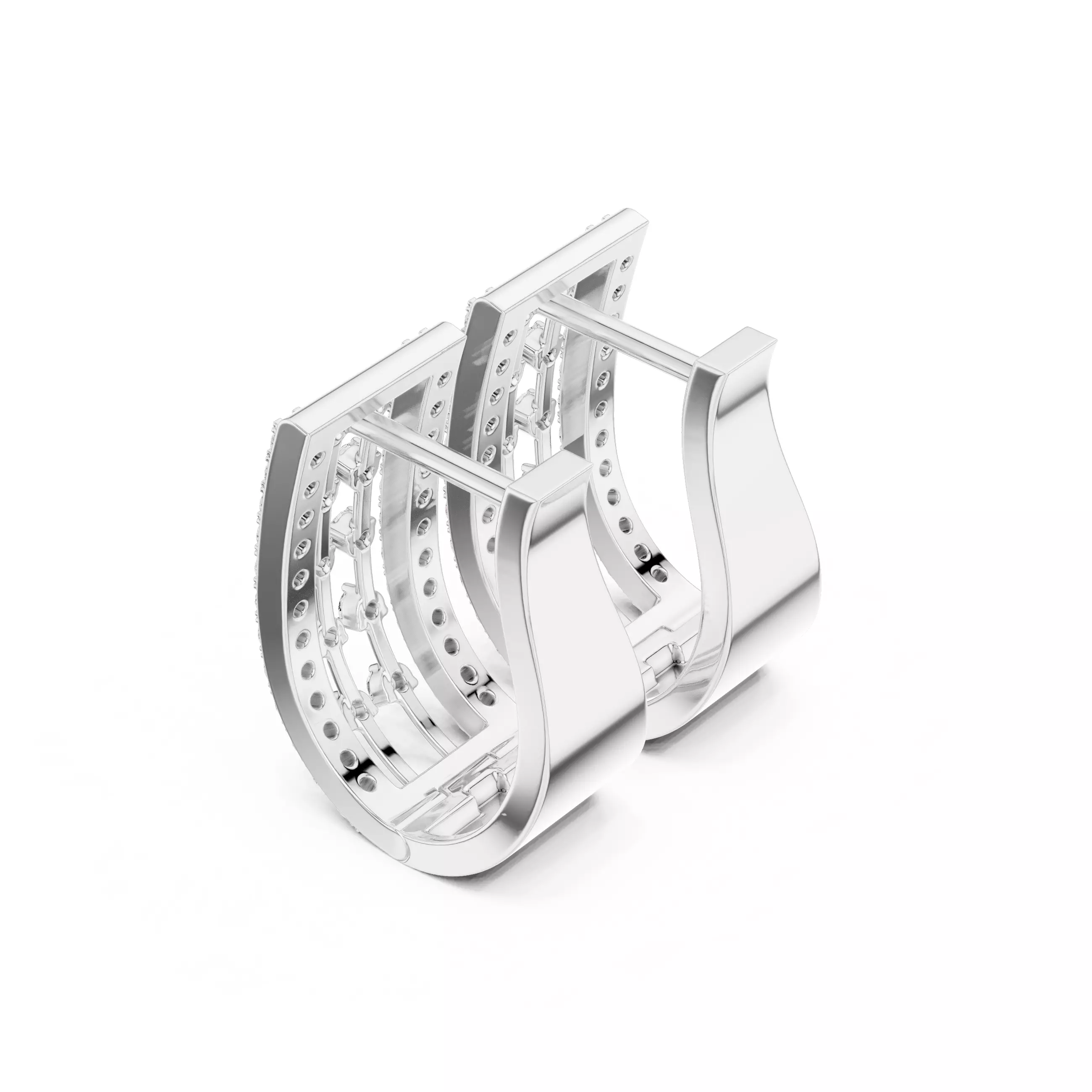 Diamond Hoops Earrings 3dm stl renders animation videos details  3D print model_7