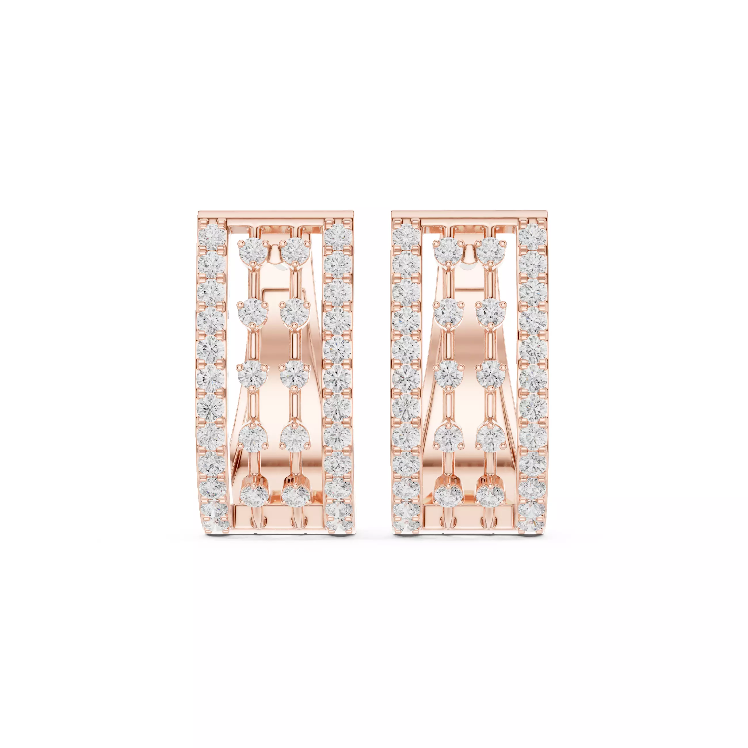 Diamond Hoops Earrings 3dm stl renders animation videos details  3D print model_0