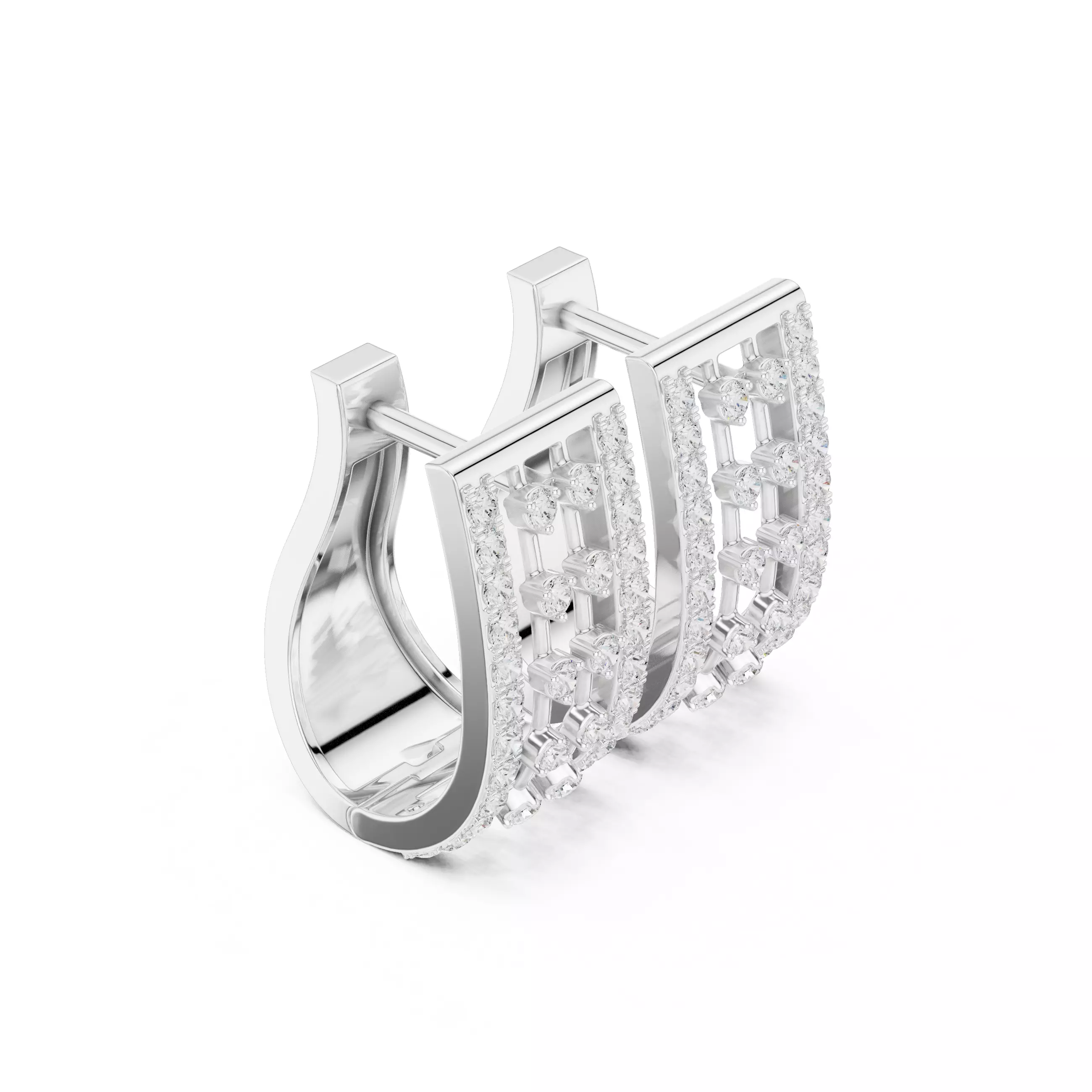 Diamond Hoops Earrings 3dm stl renders animation videos details  3D print model_6