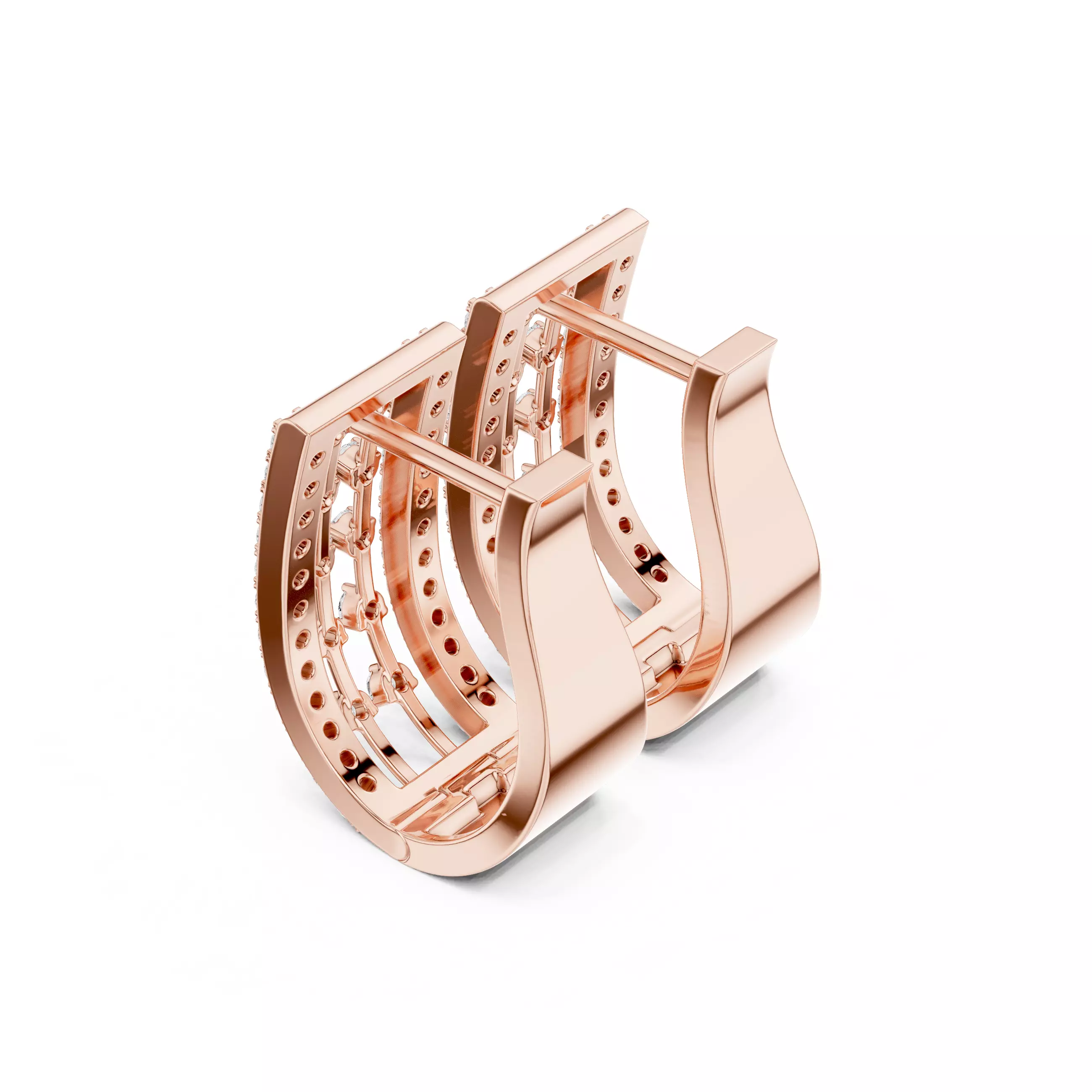 Diamond Hoops Earrings 3dm stl renders animation videos details  3D print model_4