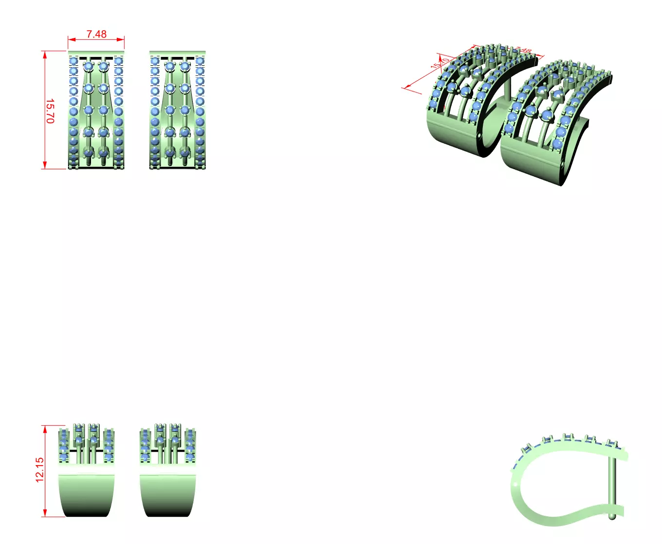 Diamond Hoops Earrings 3dm stl renders animation videos details  3D print model_1