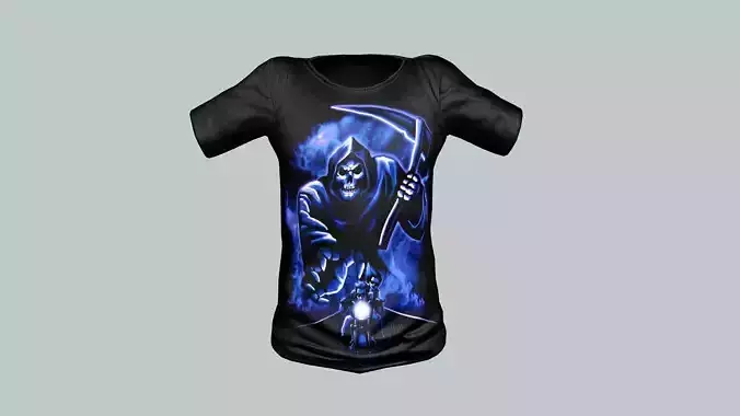 Men Black T-Shirt Short Sleeve 02 Game Ready 3D Model