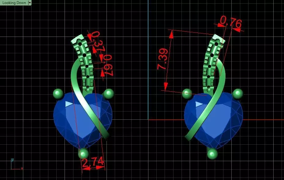 Heart-shaped Earrings Jewelry model - Hearts Orbit for Her 3D print model_12
