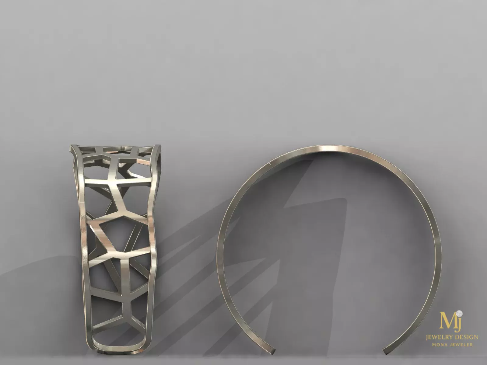 Geometric Honeycomb Bracelet 3D Model Medium Size 3D print model_3