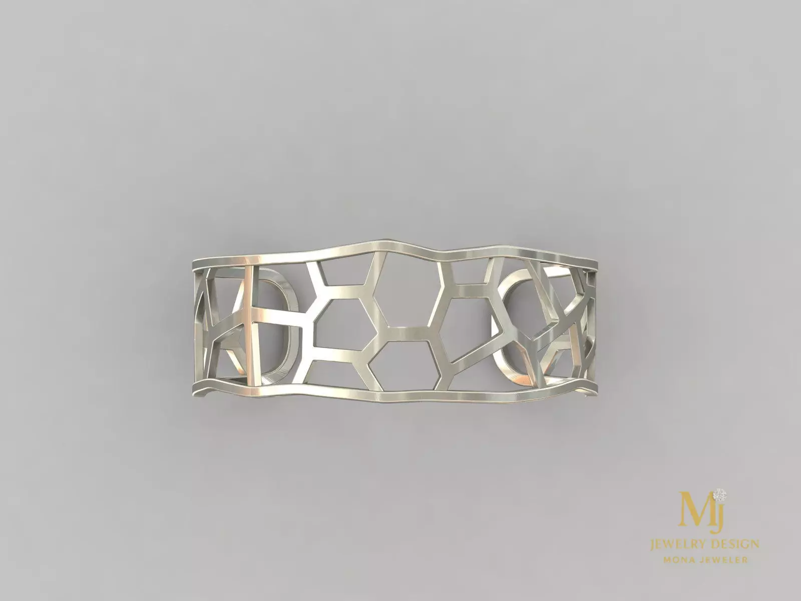 Geometric Honeycomb Bracelet 3D Model Medium Size 3D print model_2