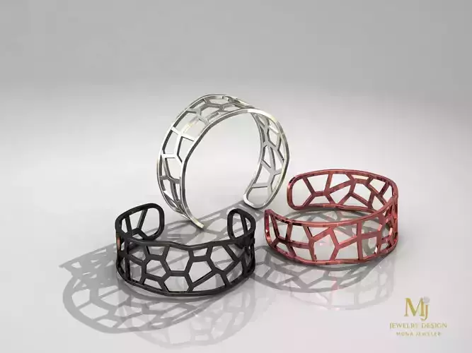 Geometric Honeycomb Bracelet 3D Model Medium Size