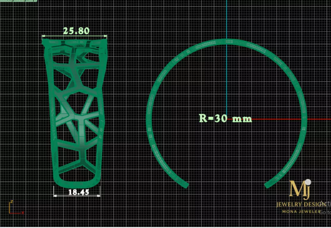 Geometric Honeycomb Bracelet 3D Model Medium Size 3D print model_4