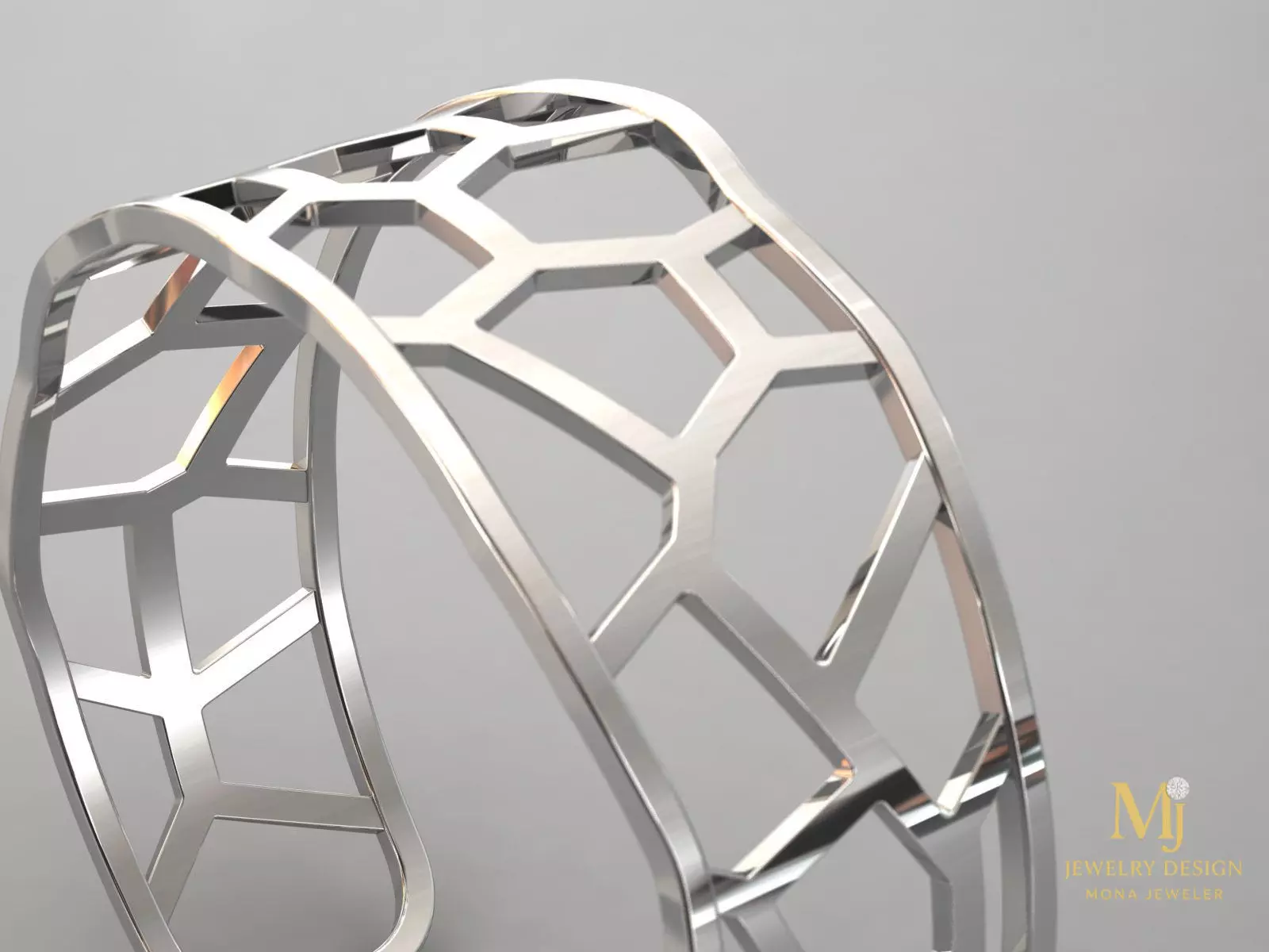 Geometric Honeycomb Bracelet 3D Model Medium Size 3D print model_1