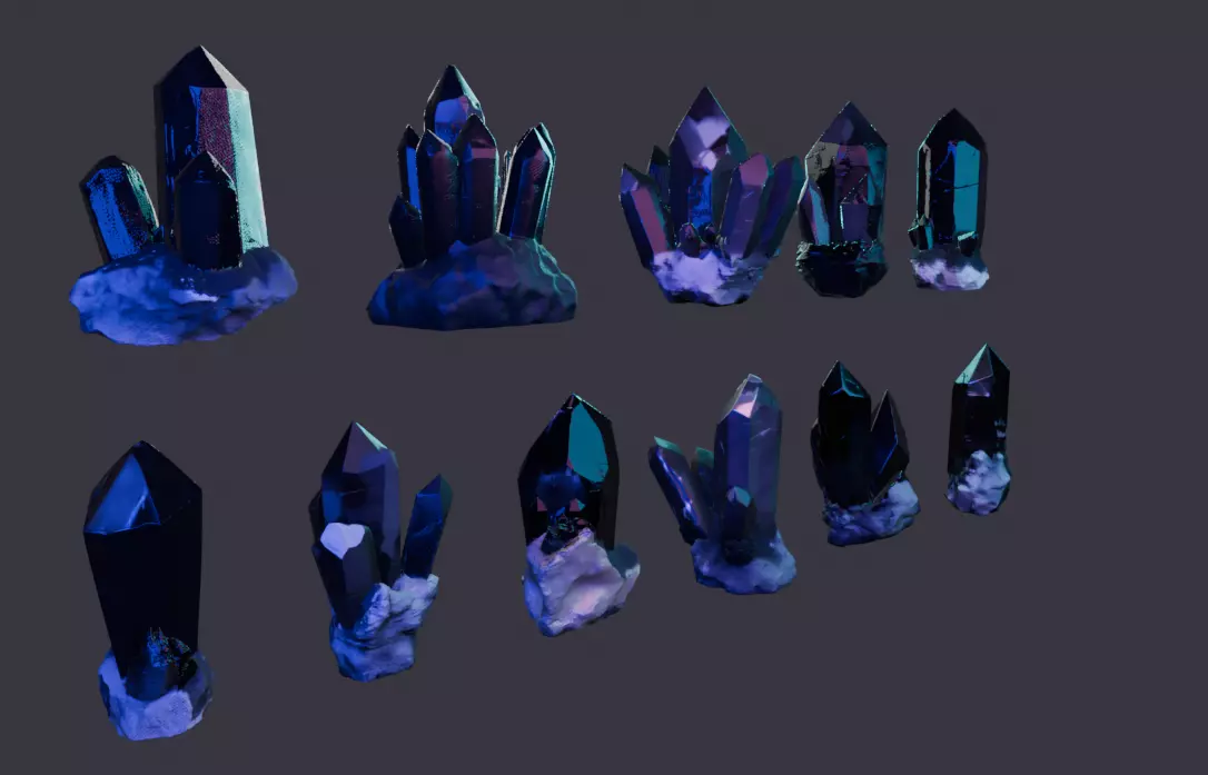 Crystal Megapack Low-poly 3D model_2