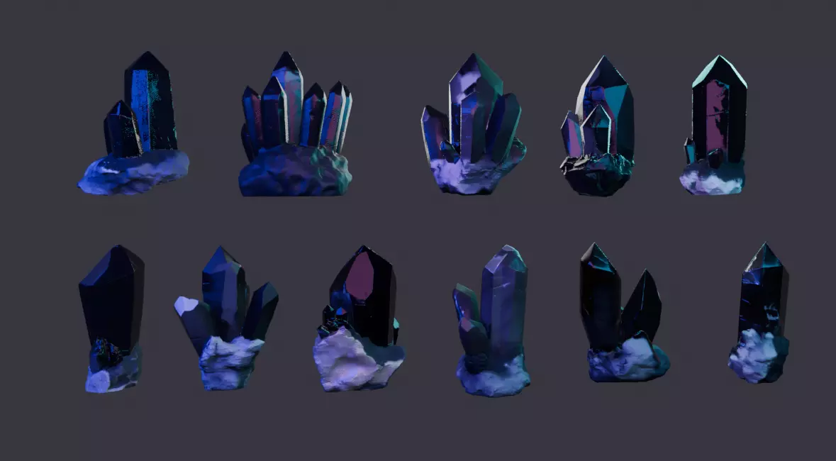 Crystal Megapack Low-poly 3D model_3