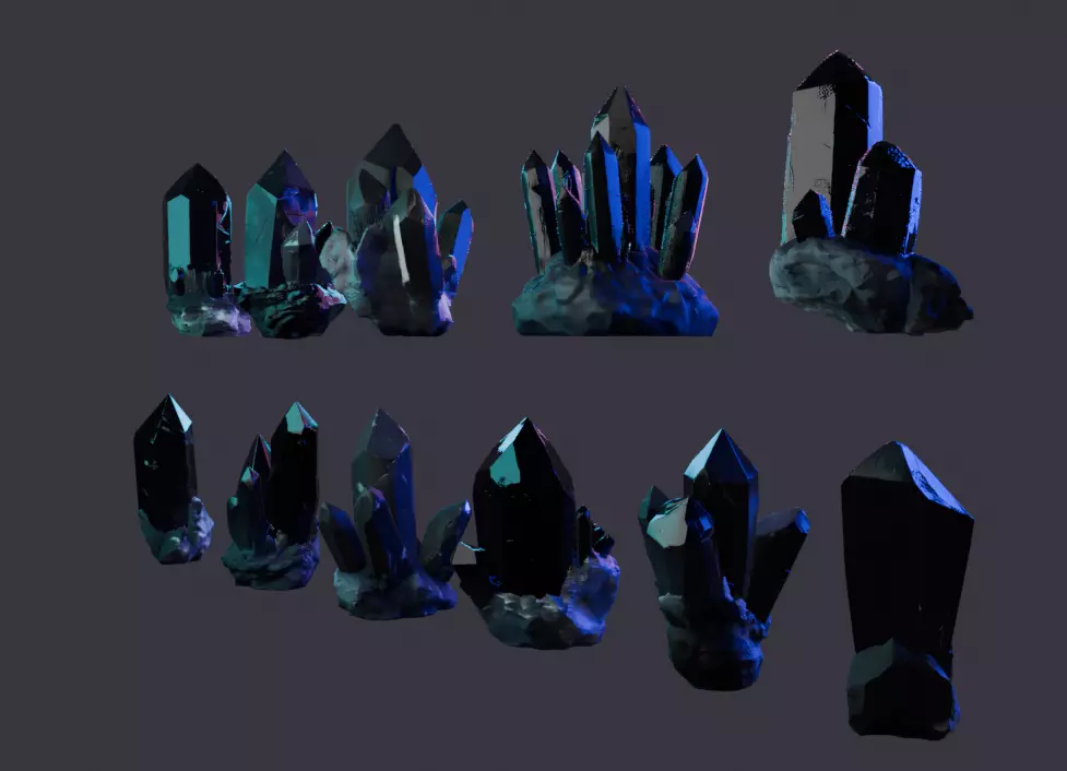Crystal Megapack Low-poly 3D model_1