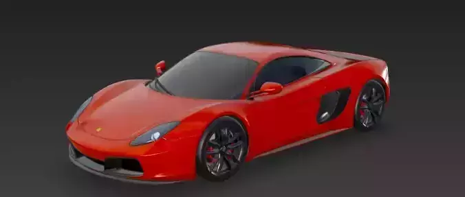 Red Ferrari Inspired Sports Car 3D Model 3D model