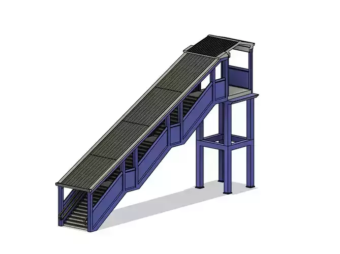 Model Railway Modern Footbridge Central Steps Add-on 3D print model