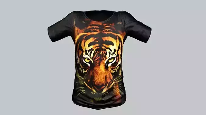 Men Black T-Shirt Short Sleeve 04 Game Ready 3D Model