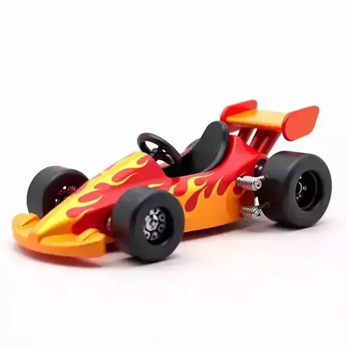 Fiery Flame Decal Go-Kart 3D Model