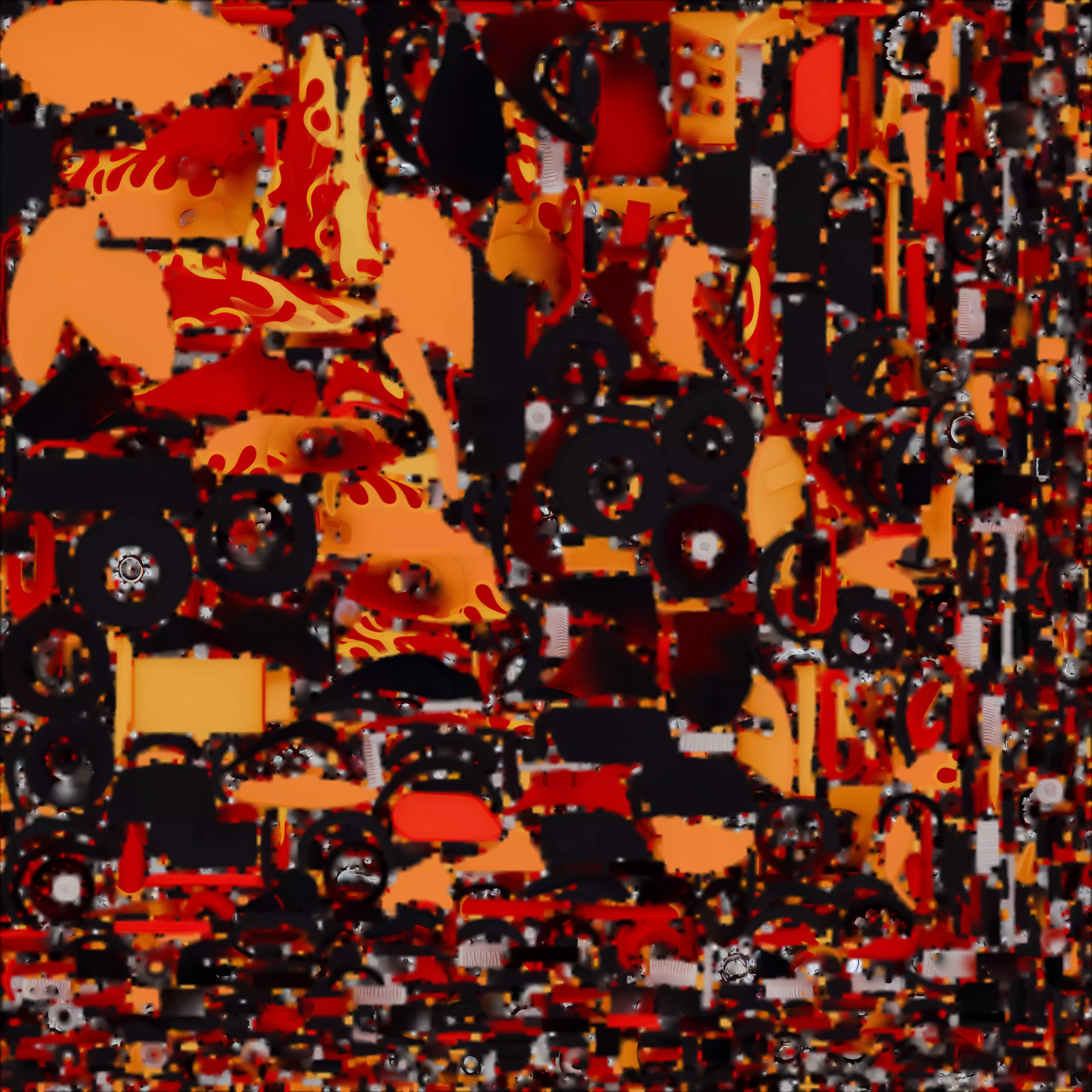 Fiery Flame Decal Go-Kart 3D Model Low-poly 3D model_1